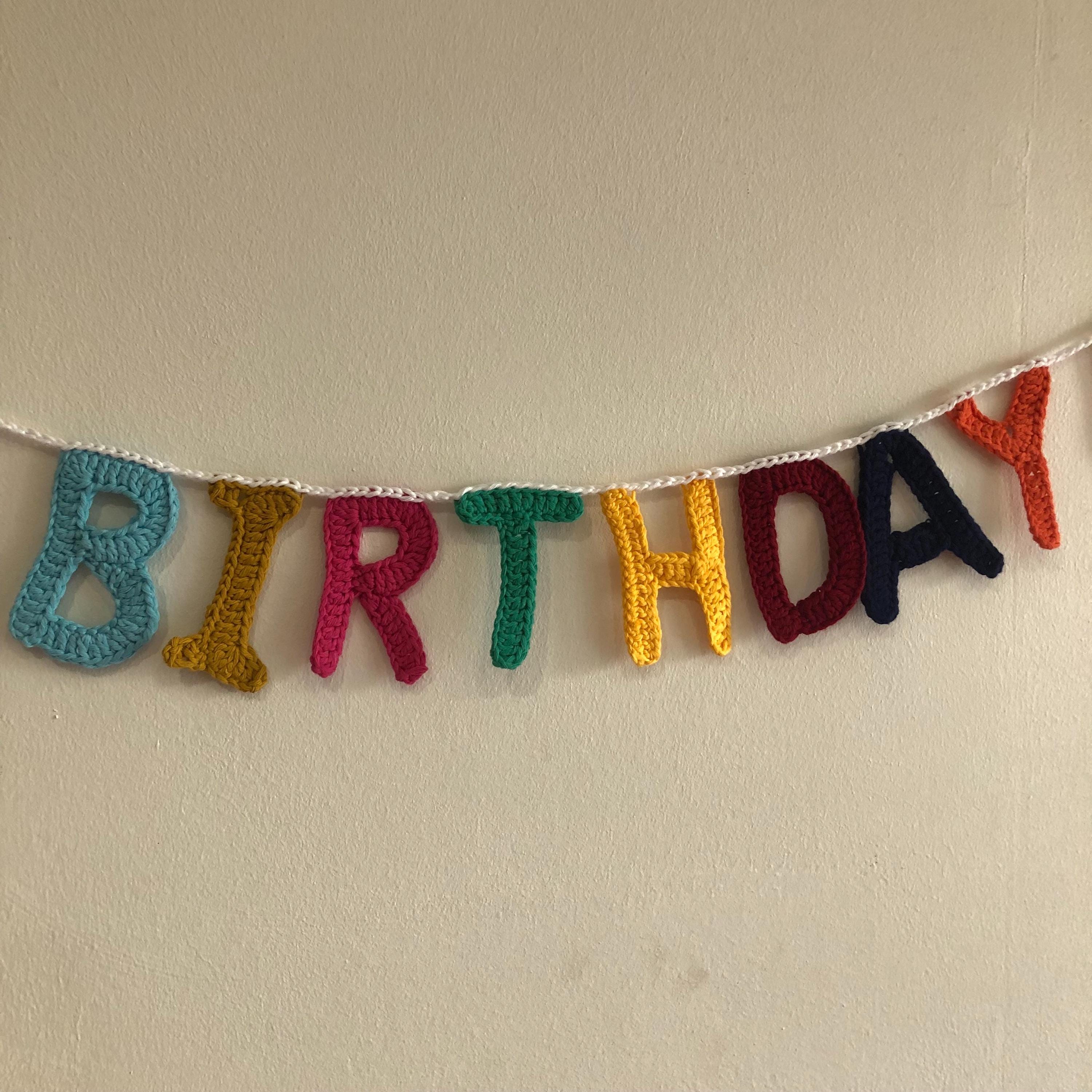 Personalised Happy Birthday Banner handmade in Crochet