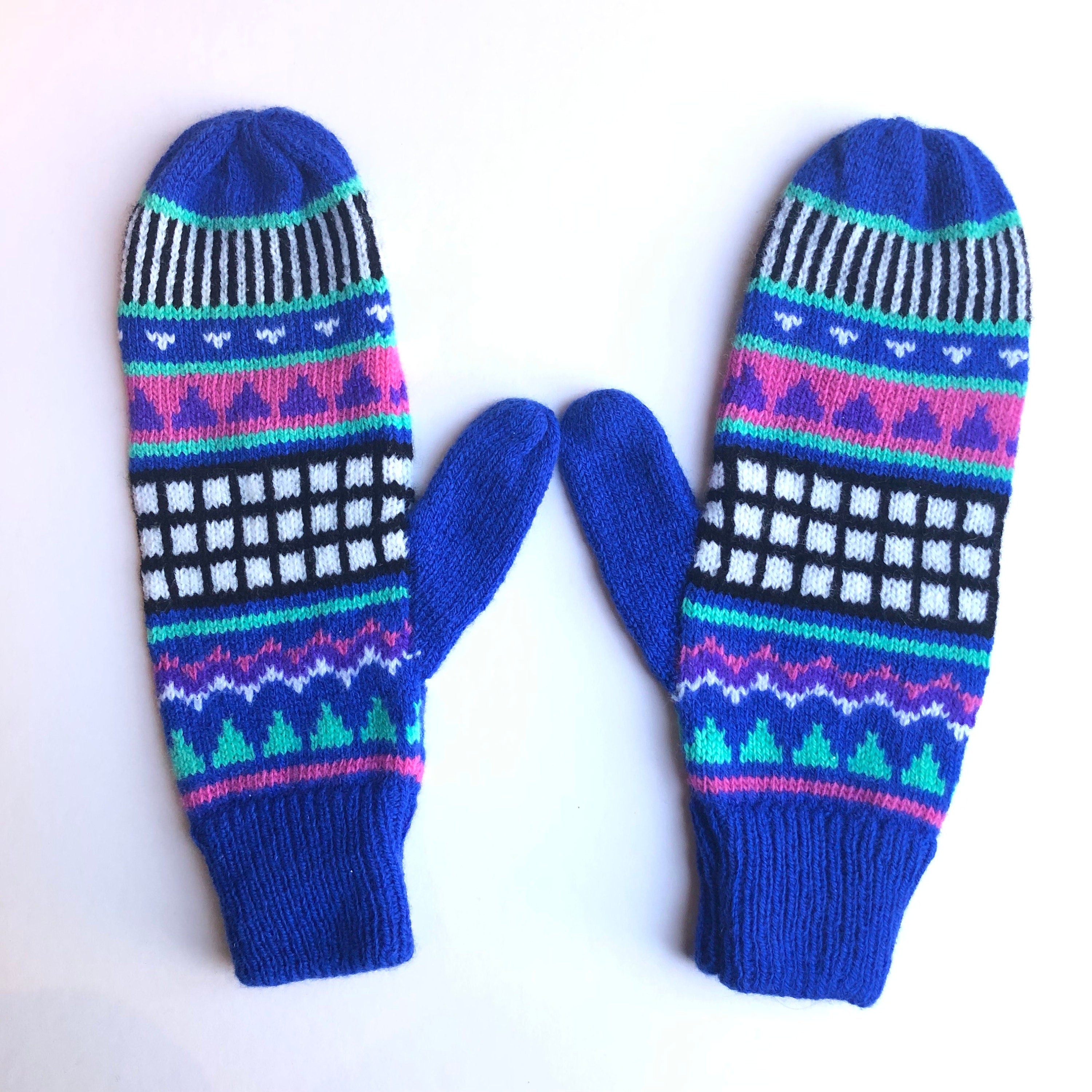 Retro Geometric Lambswool Mittens