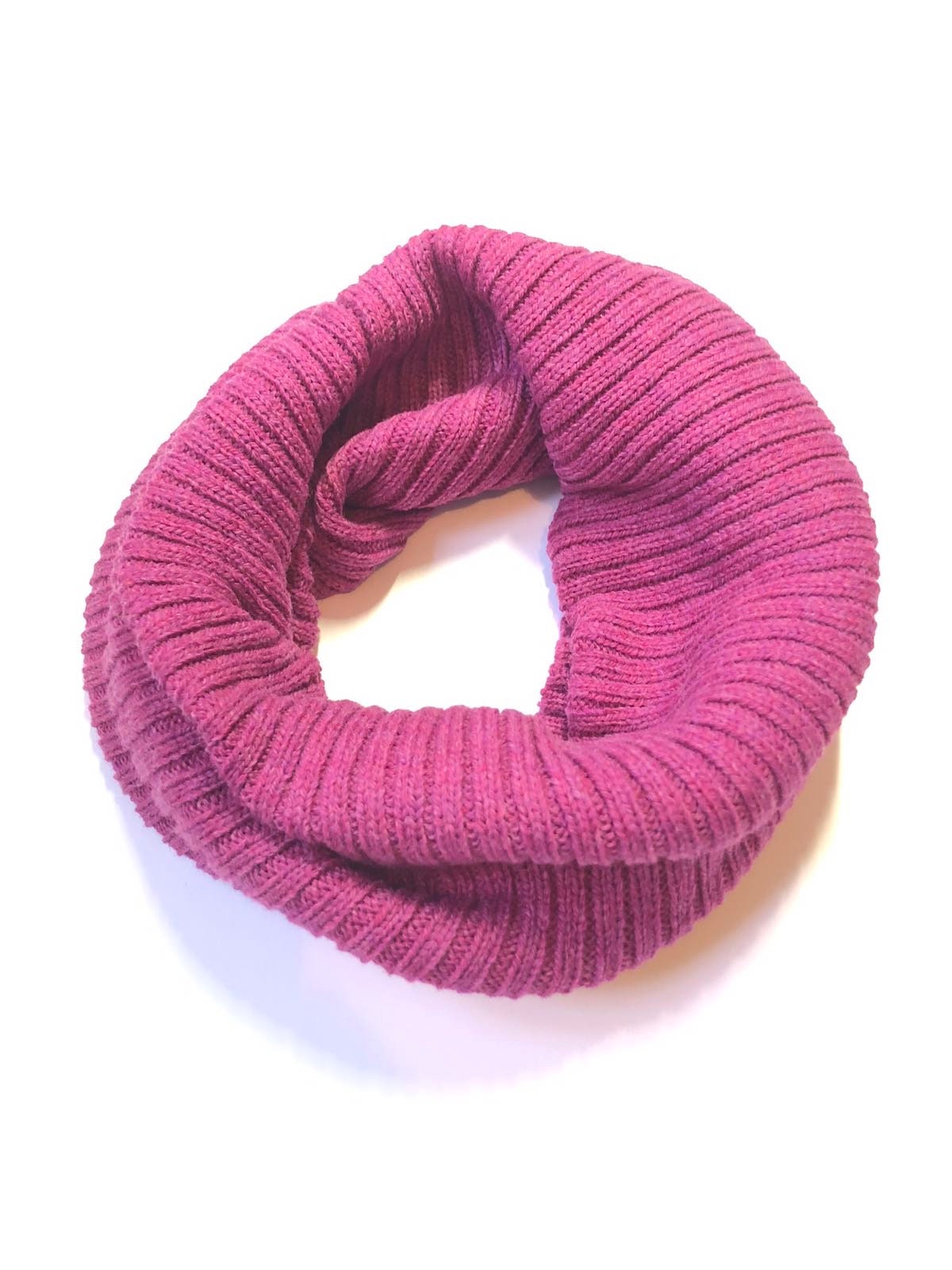 Loganberry Pink Snood / Ribbed Lambswool Knitted Neck Warmer / Unisex Design