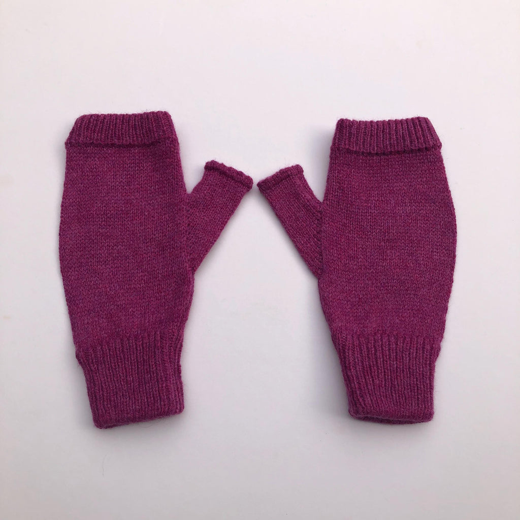 Pink Fingerless Gloves Knitted in Soft Lambswool