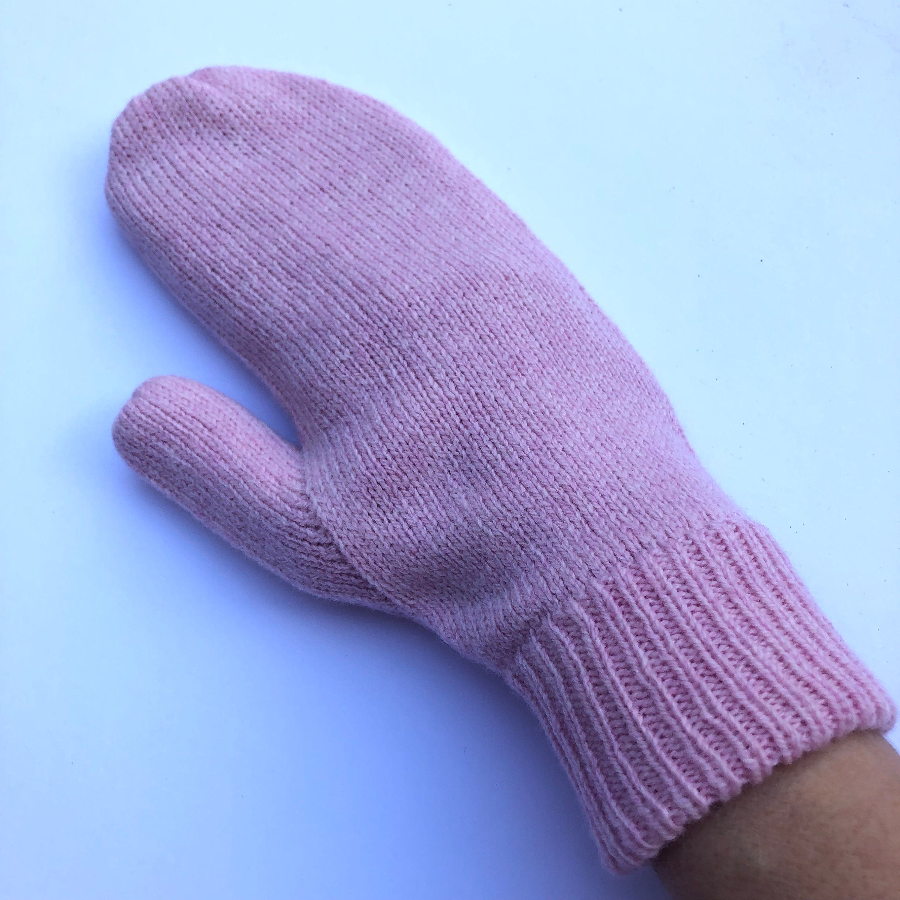 Pink Lambswool Knitted Mittens on a String