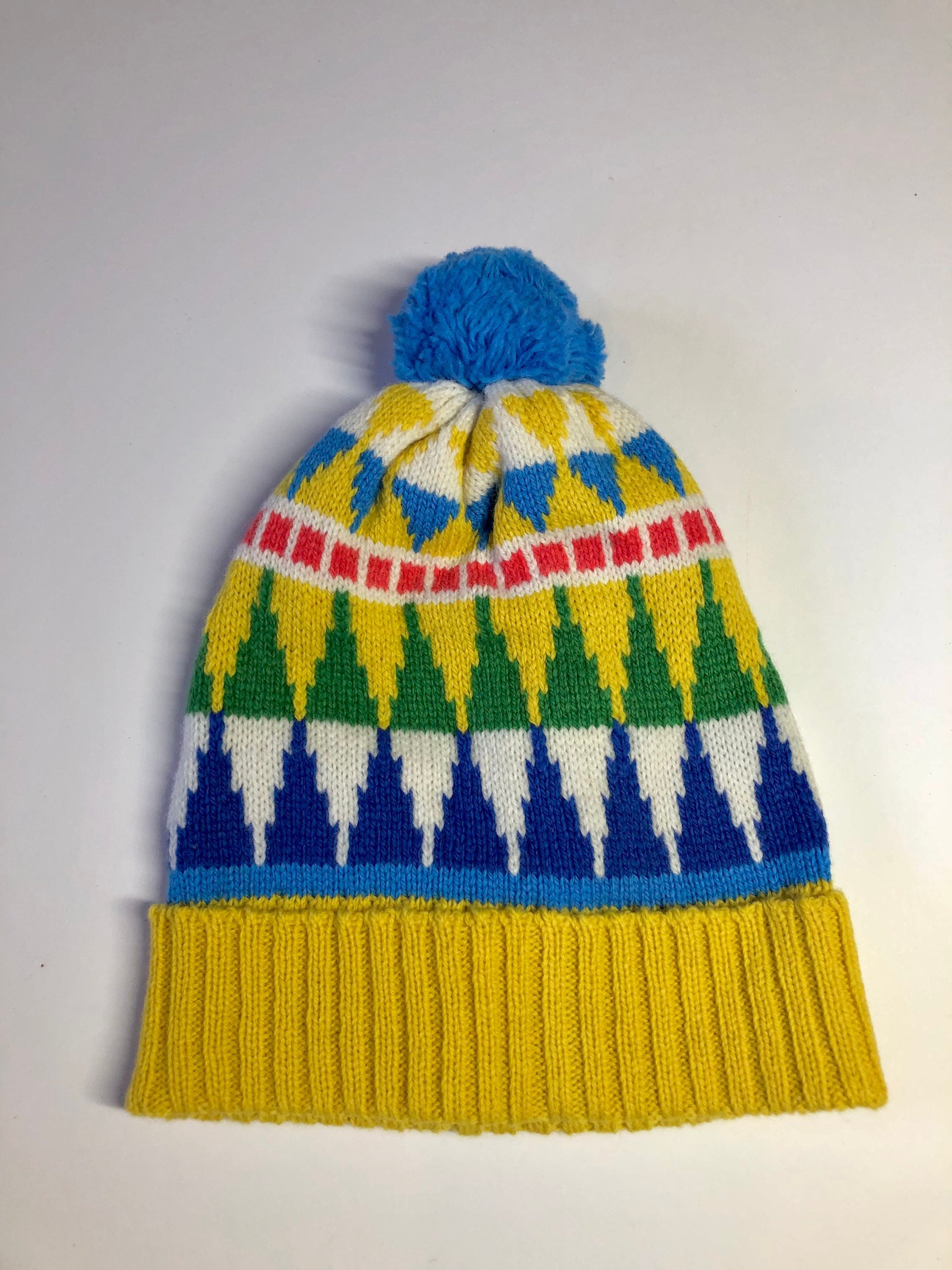 Kids Knitted Bobble Hat / Fairisle Beanie Hat for Children