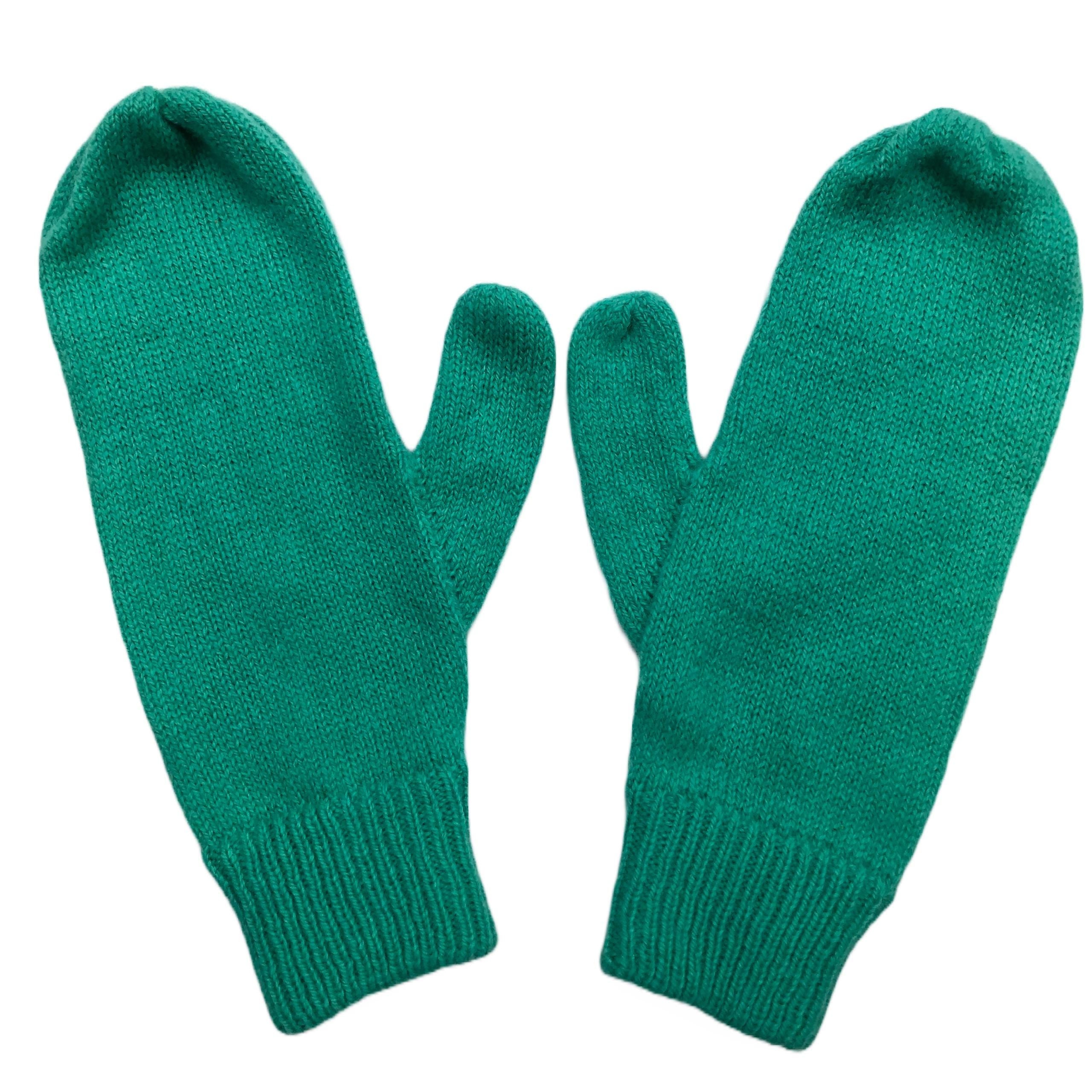 Mint Green Mittens on a String for Women / Lambswool Knitted Gloves