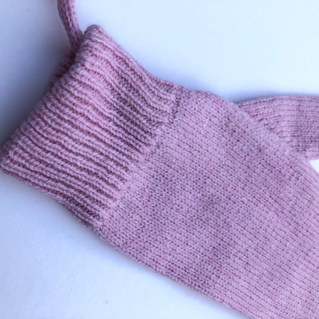 Pink Lambswool Knitted Mittens on a String