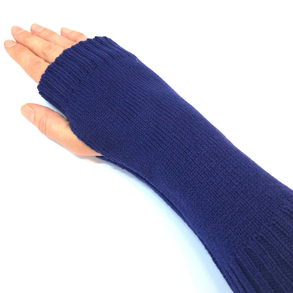 Navy Blue Womens Wristwarmers / Fingerless Gloves / Knitted in Lambswool