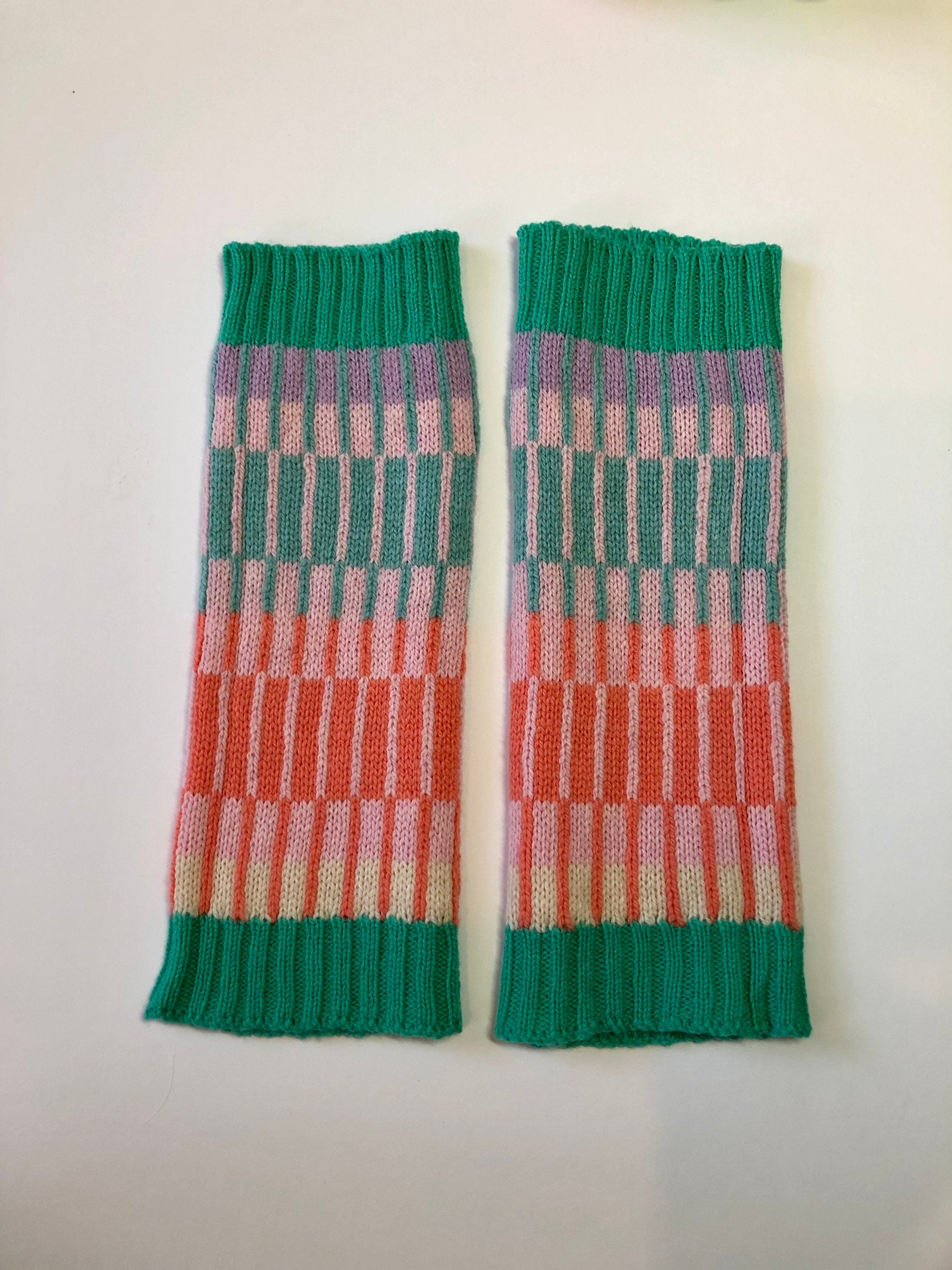 Knitted Wrist Warmers / Fingerless Gloves / Fairisle Lambswool Mittens