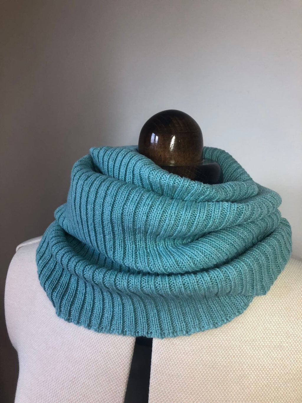 Sea Green Knitted Snood Soft Lambswool Neck Warmer