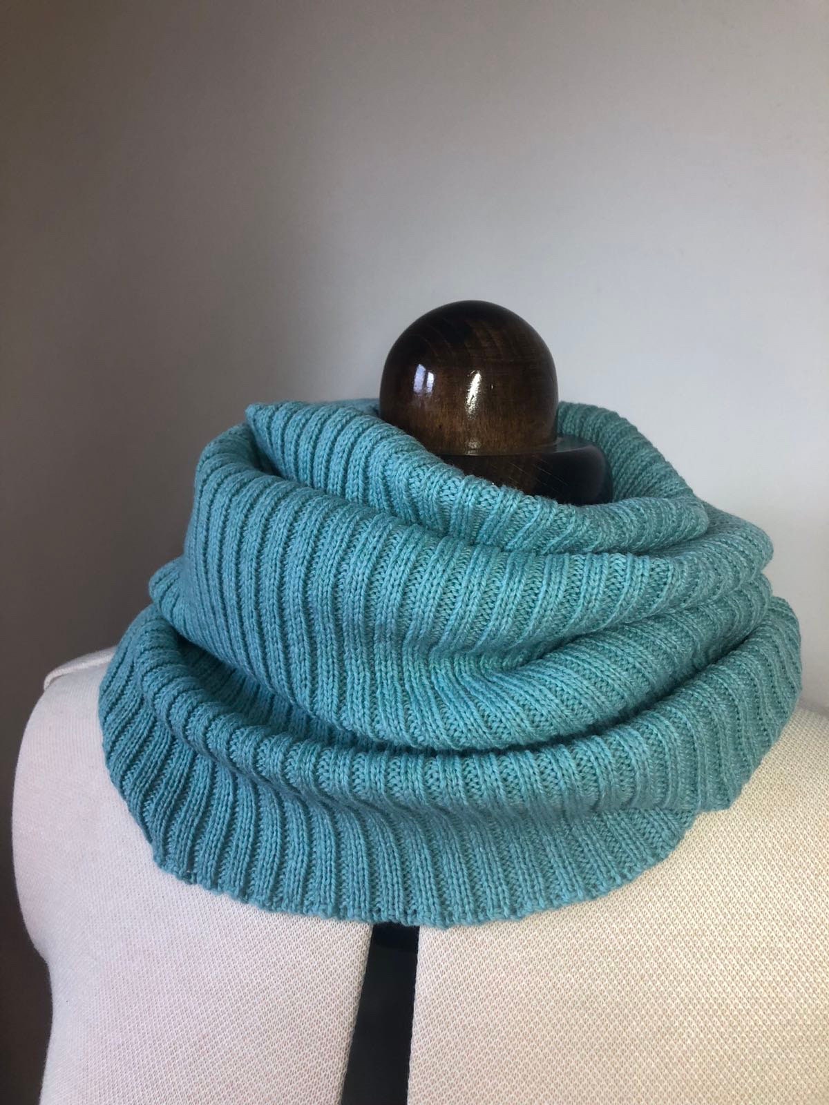 Sea Green Knitted Snood Soft Lambswool Neck Warmer