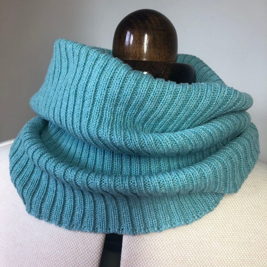 Sea Green Knitted Snood Soft Lambswool Neck Warmer