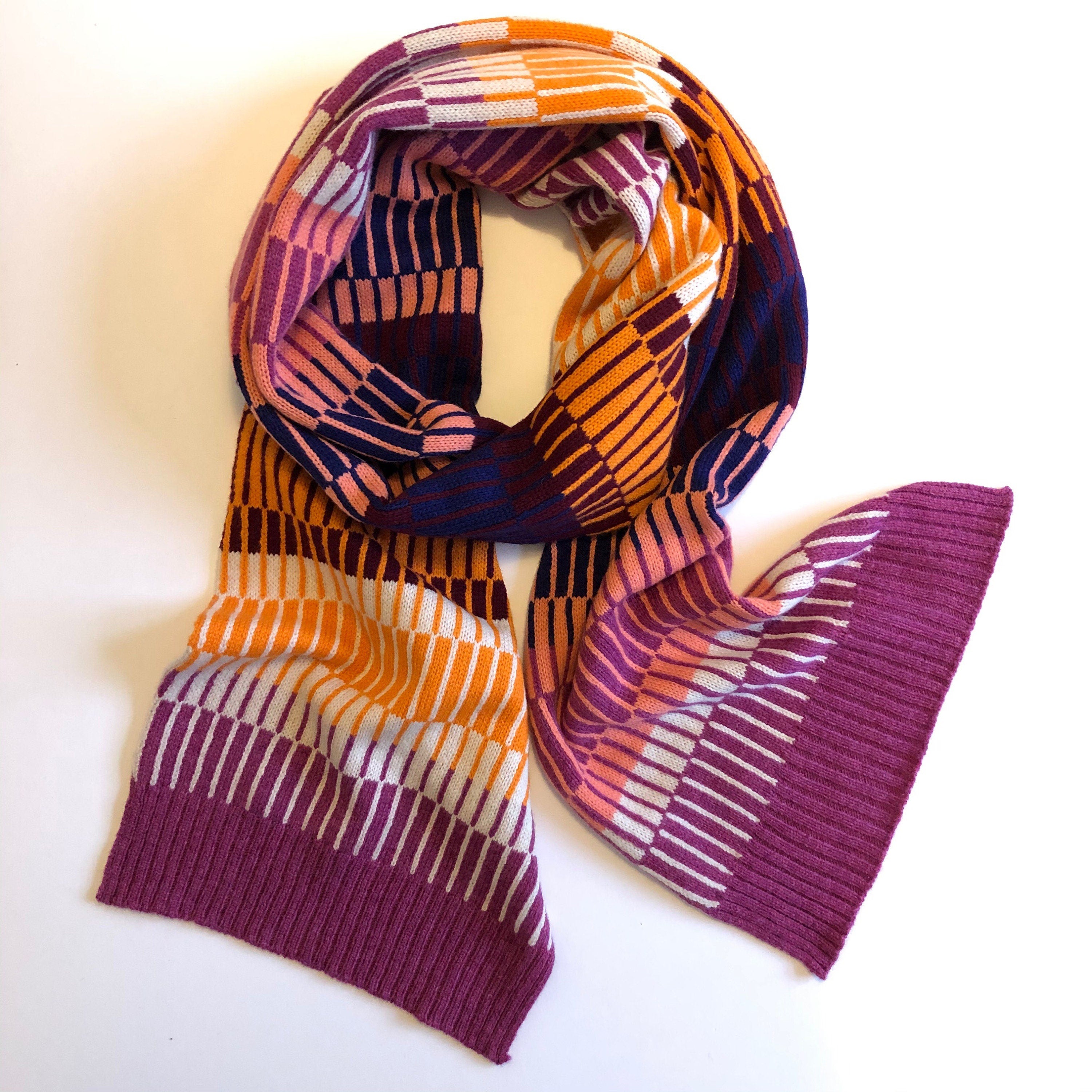 Pink Stripy Lambswool Scarf, adult size