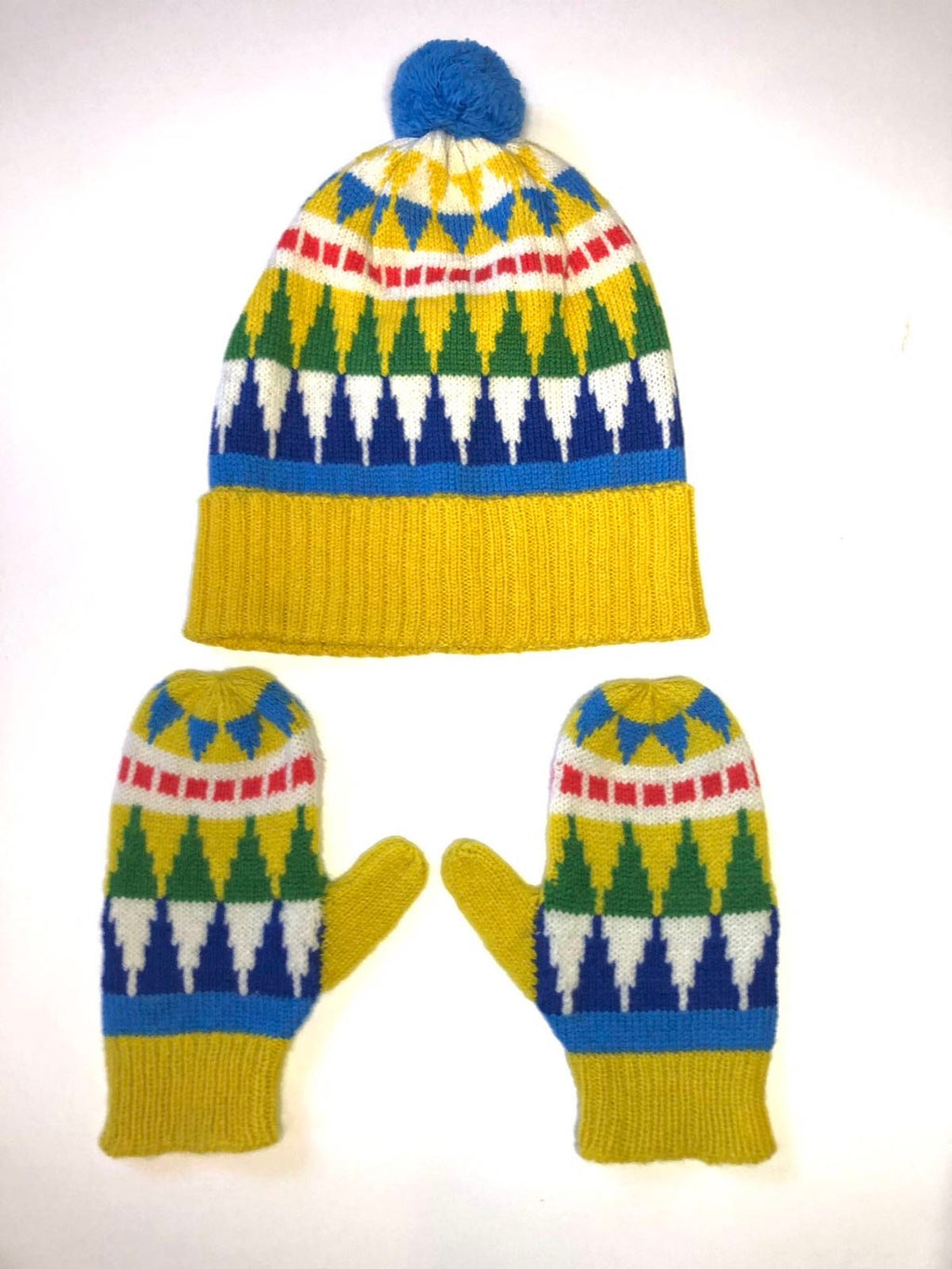 Fair Isle Knitted Lambswool Kids Mittens on a String