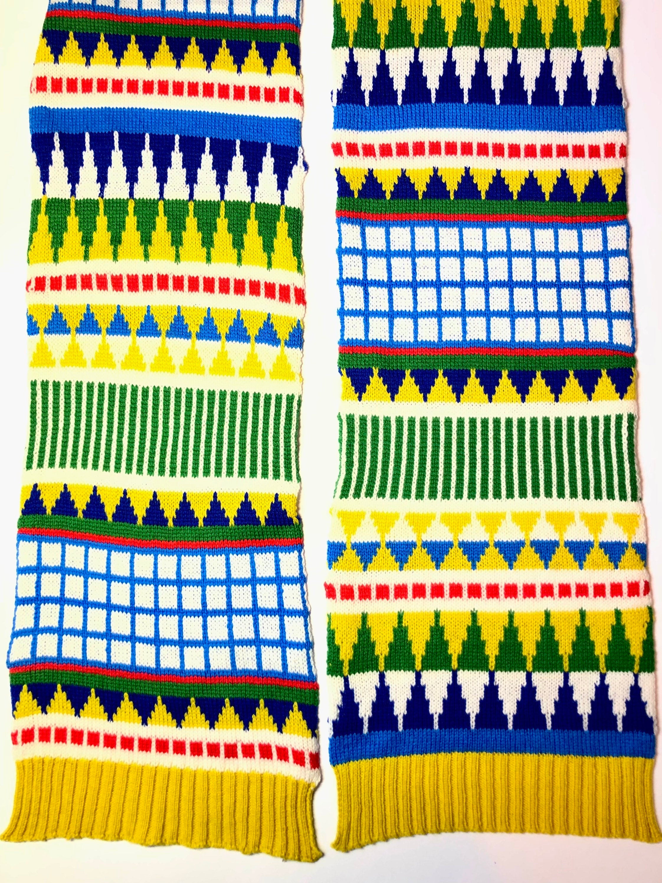 Yellow Knitted Kids Scarf - Geometric Fairisle Lambswool Design / Childrens Scarf