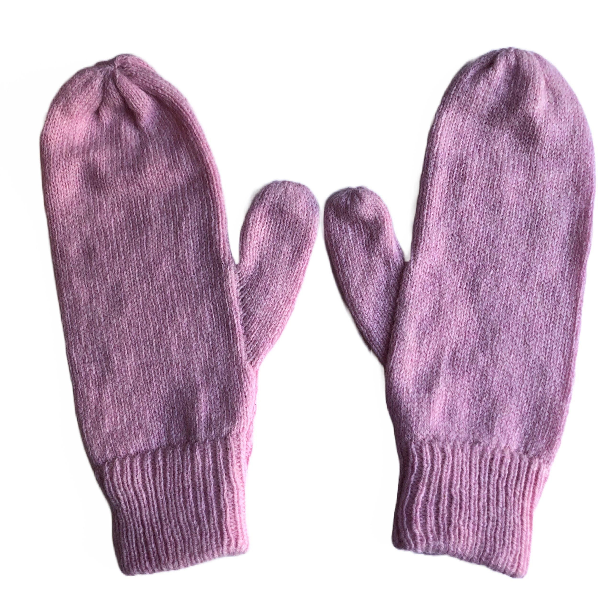 Pink Lambswool Knitted Mittens on a String