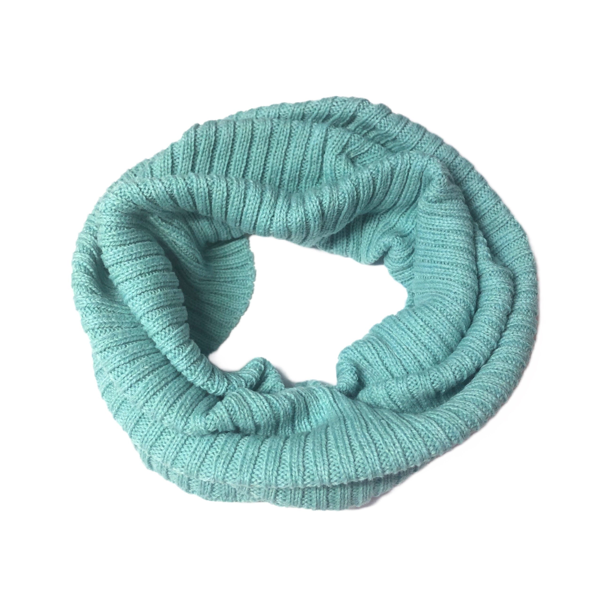 Sea Green Knitted Snood Soft Lambswool Neck Warmer