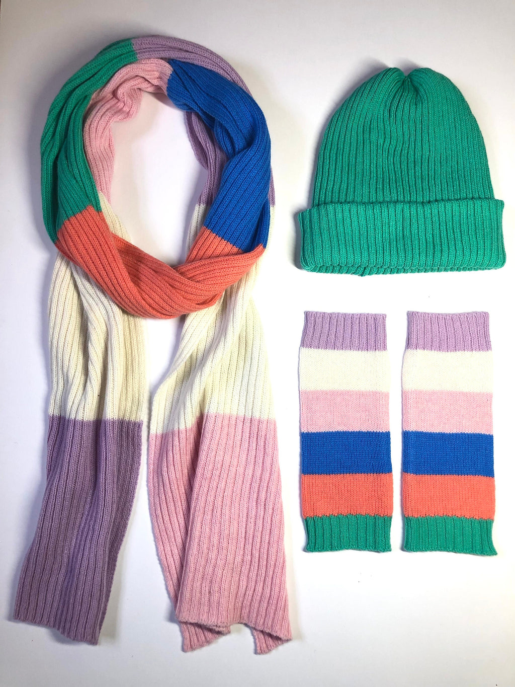 Mint Green Lambswool Beanie: Ribbed Knit, Double Layer Warmth