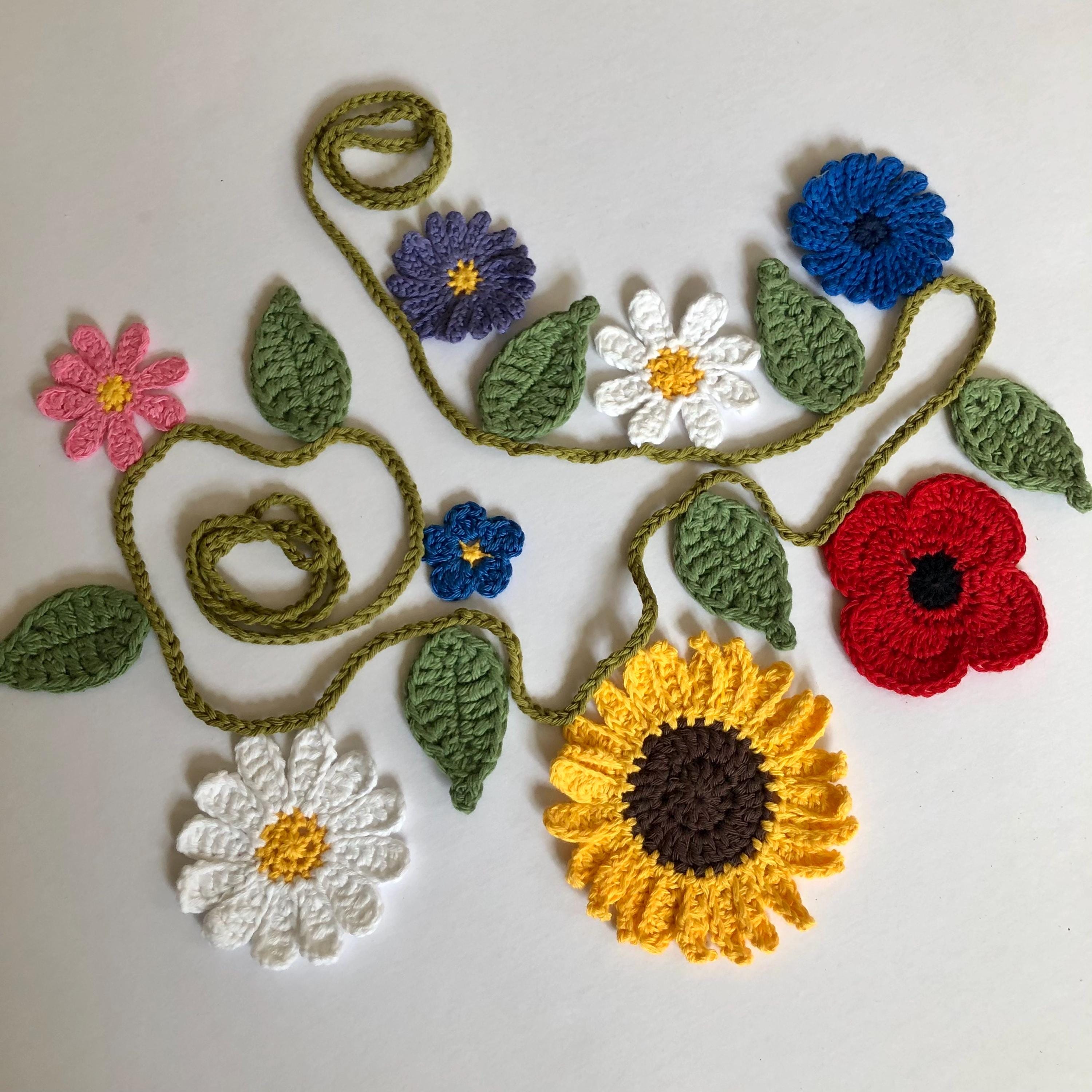 Summer Flowers Garland - Handmade Crochet  Wall Decor