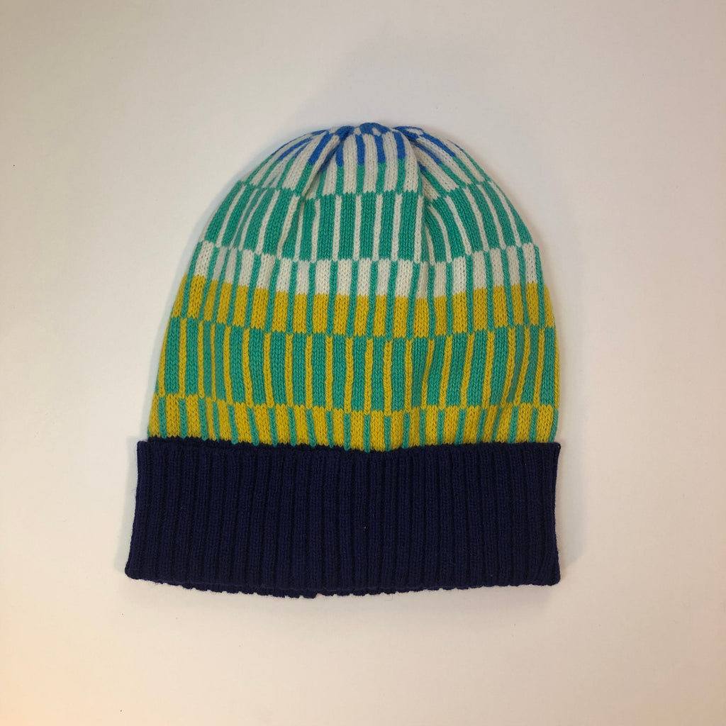 Knitted Beanie Hat / Fairisle Lambswool Bobble Hat - Adult Size
