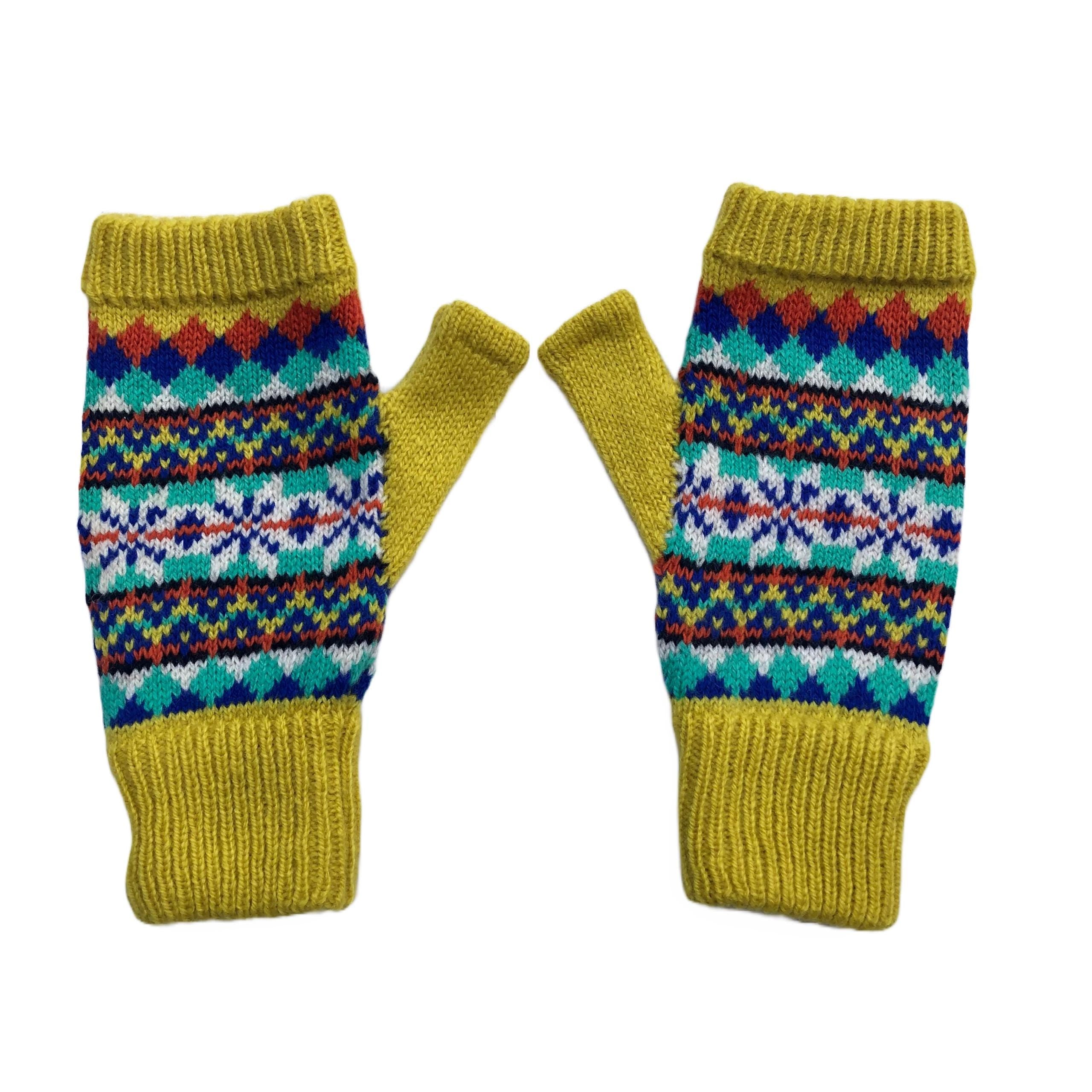 Ladies Fingerless Gloves knitted in soft Lambswool