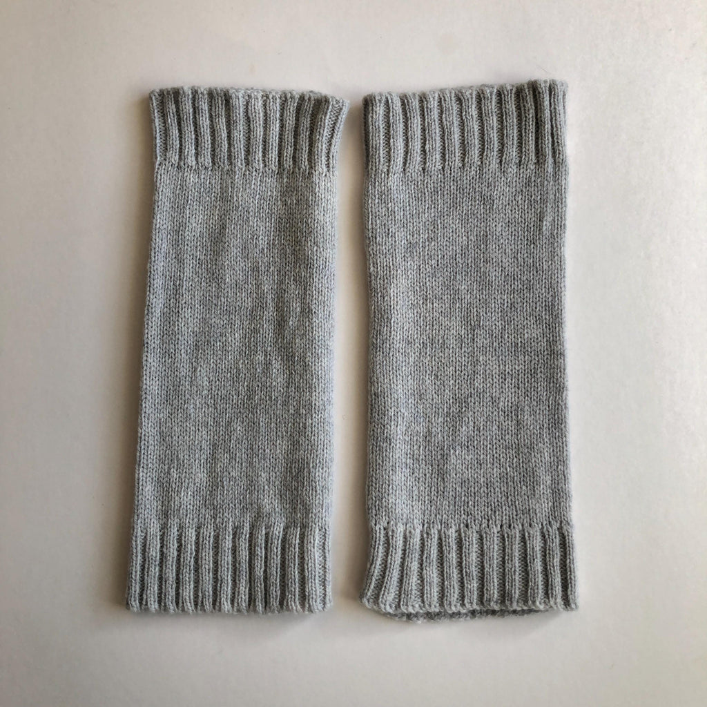 Grey Ladies Wrist Warmers, Soft Lambswool Fingerless Gloves for Women