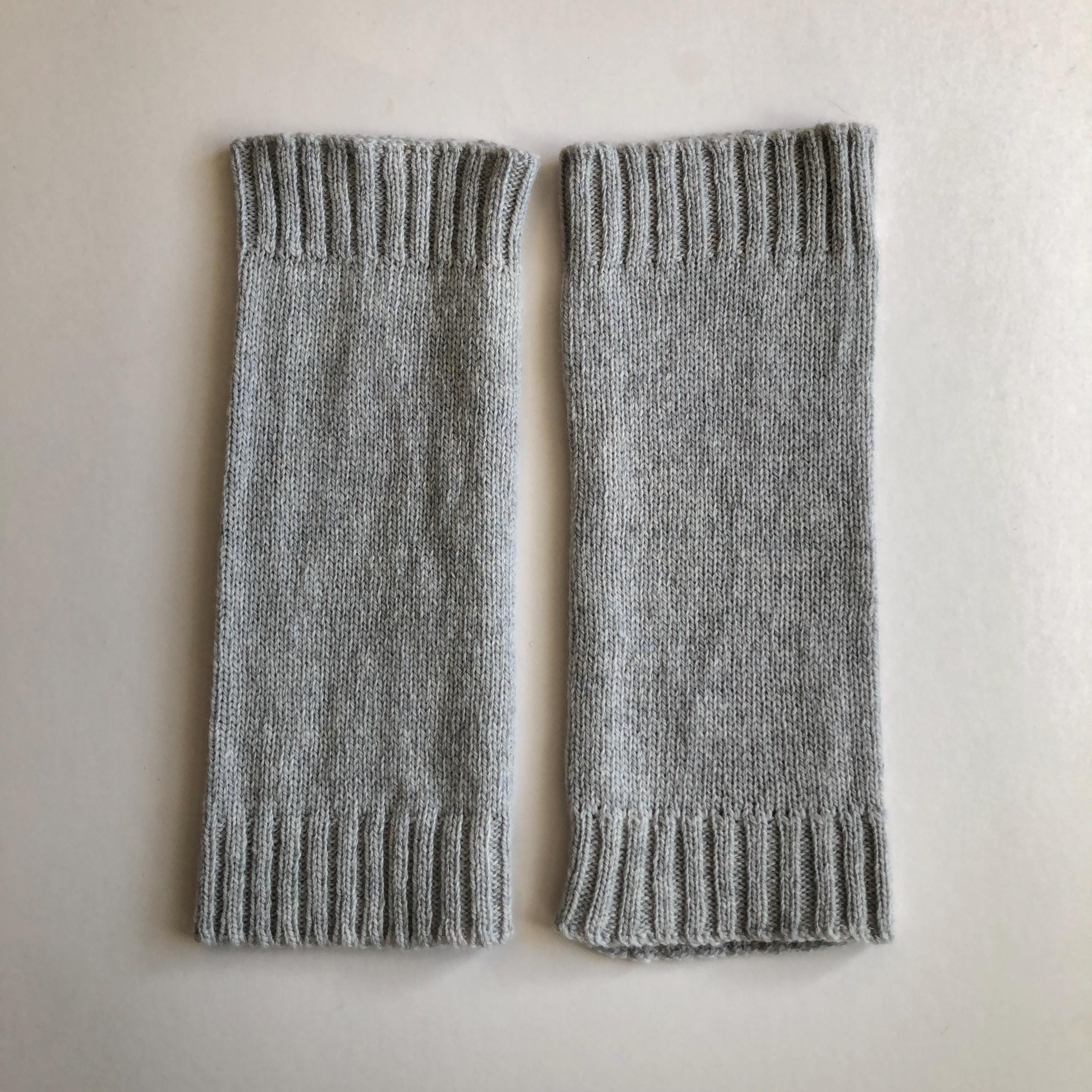 Grey Ladies Wrist Warmers, Soft Lambswool Fingerless Gloves for Women