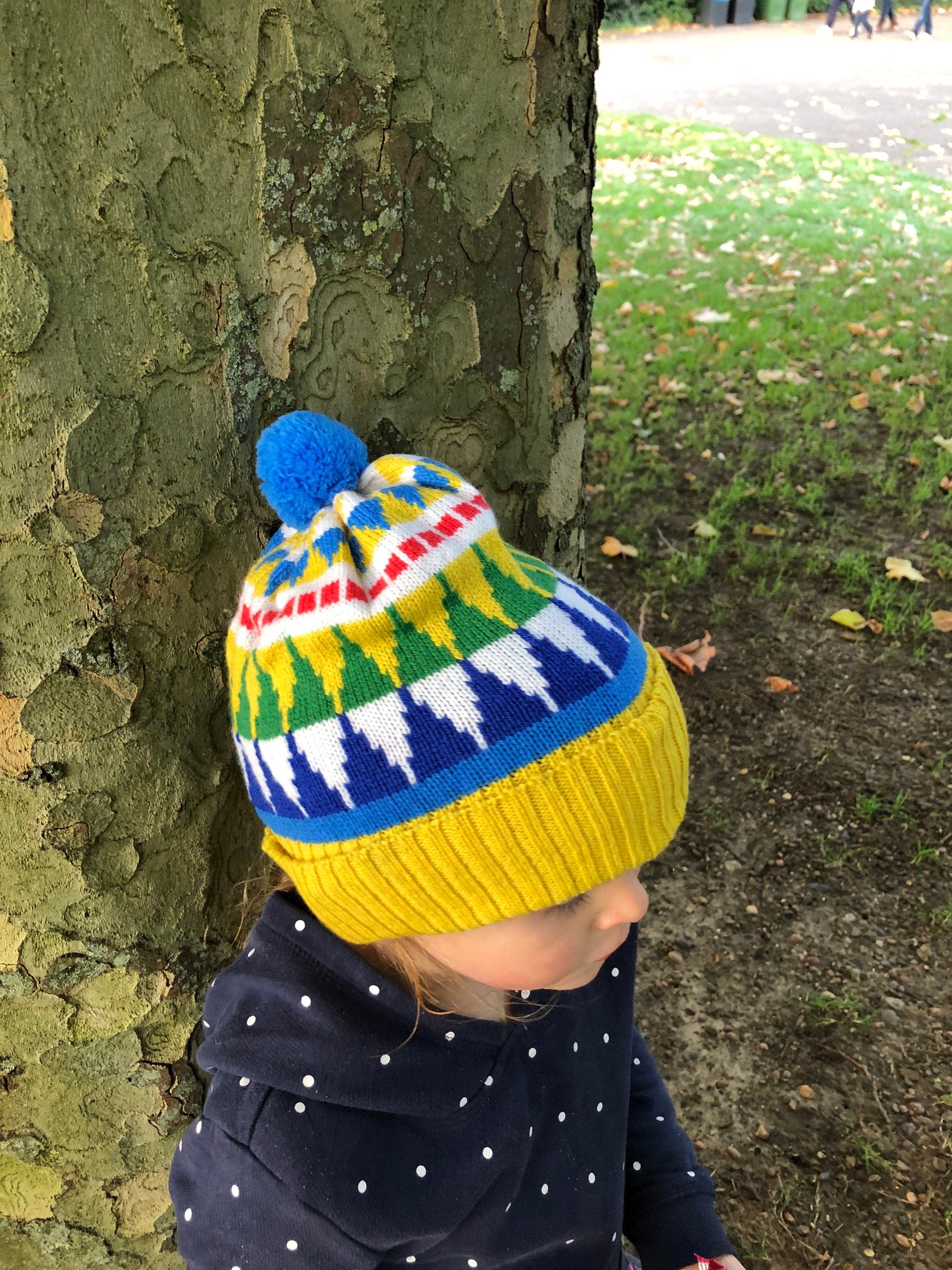 Kids Knitted Bobble Hat / Fairisle Beanie Hat for Children