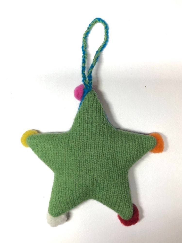 Letter Christmas Decoration / Alphabet Hanging Ornament / Festive Knitted and Embroidered Bauble / Teal base colour