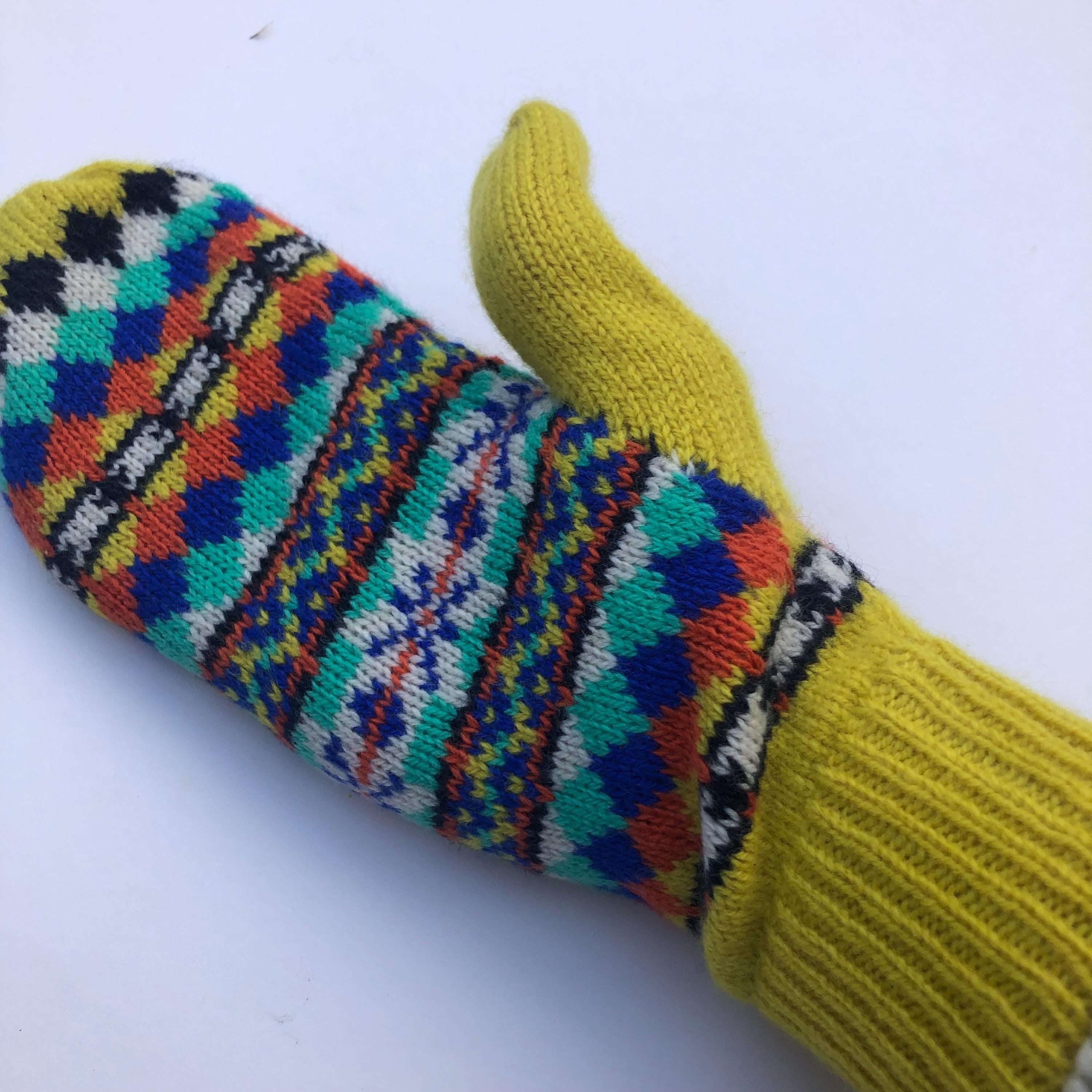 Yellow Mittens for Women - Soft Lambswool Knitted gloves (Available on a string or loose)