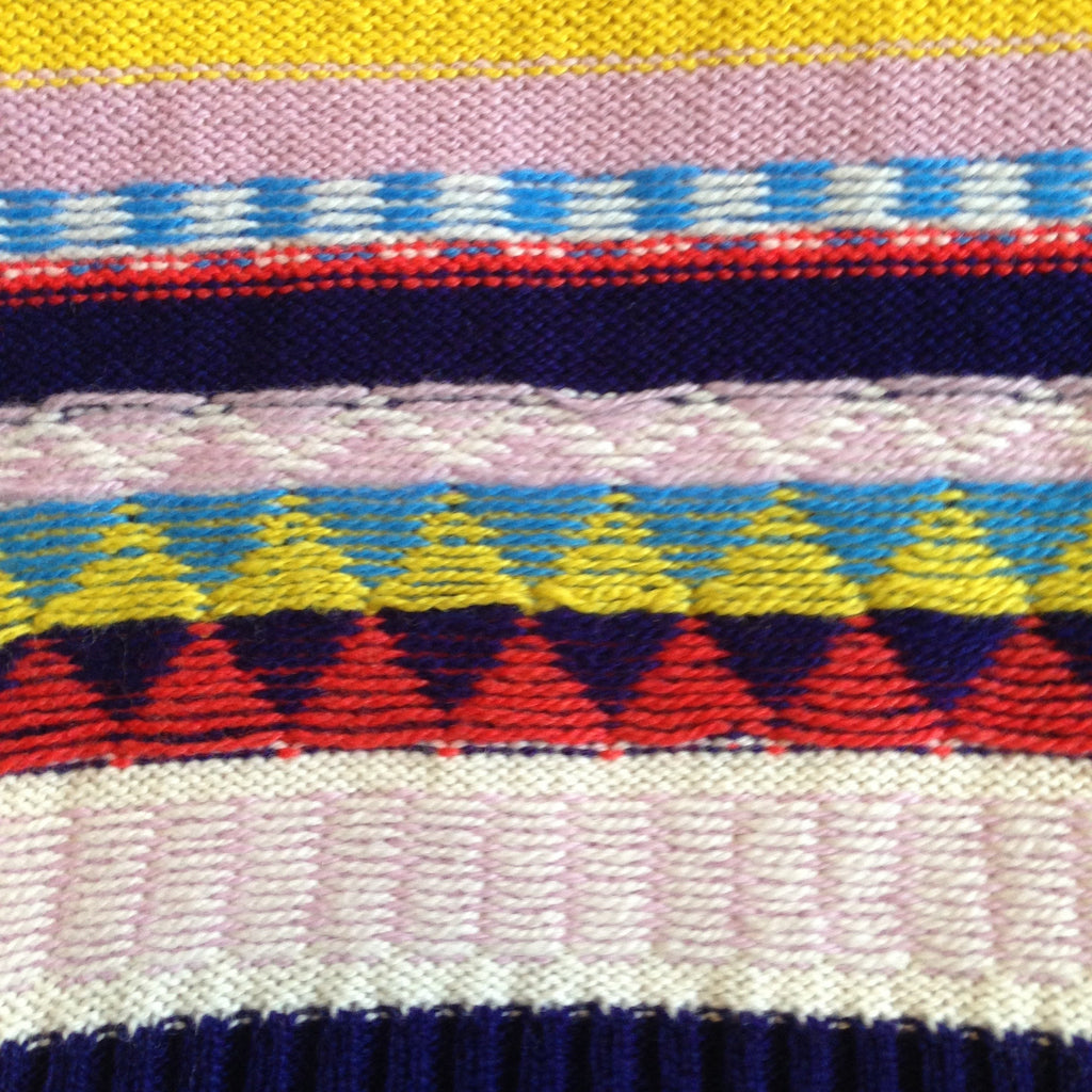 Handmade Lambswool Knitted Scarf: Geometric Fairisle Design