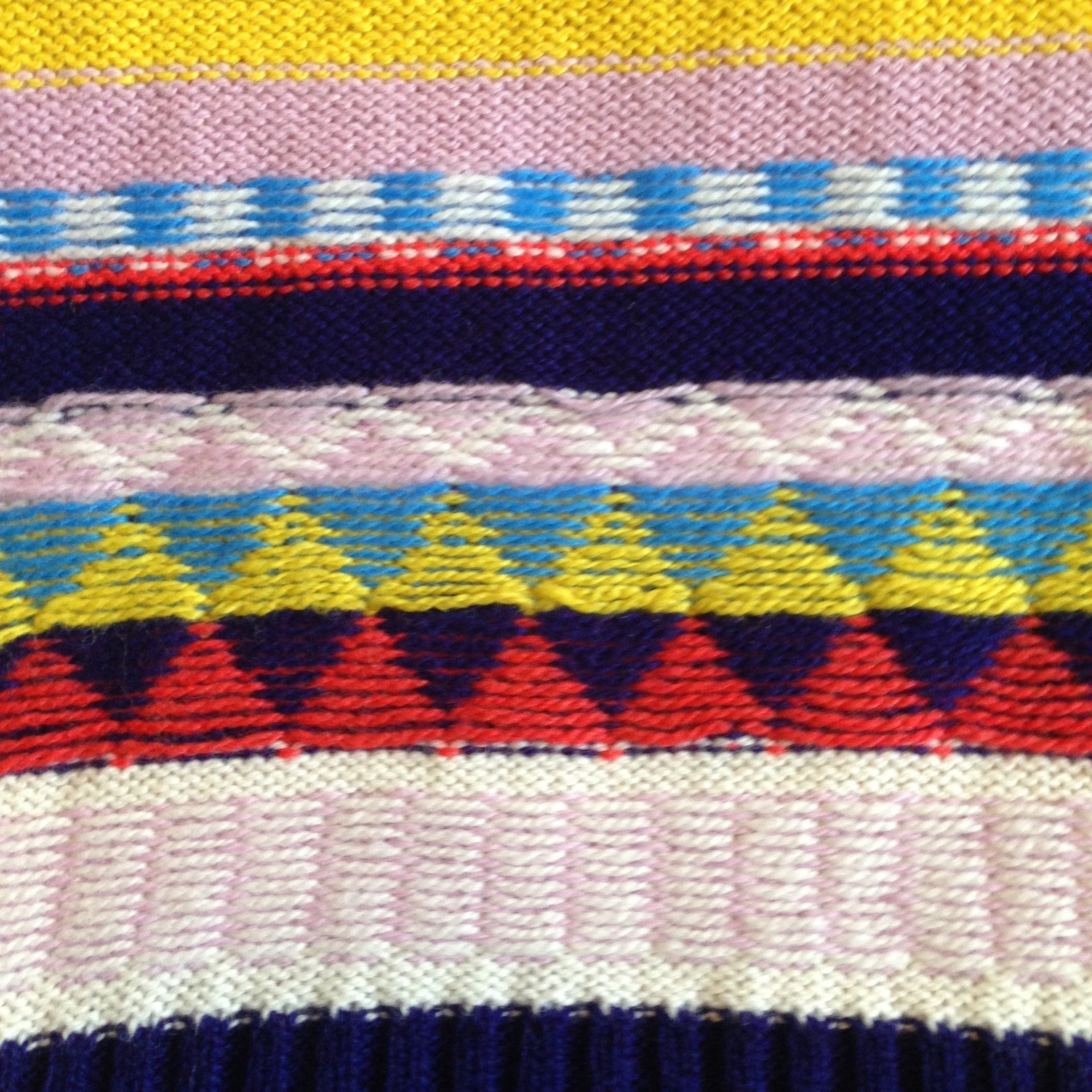 Handmade Lambswool Knitted Scarf: Geometric Fairisle Design