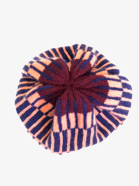 Knitted Pink Lambswool Beanie Hat