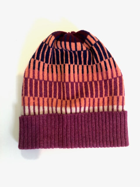 Knitted Pink Lambswool Beanie Hat