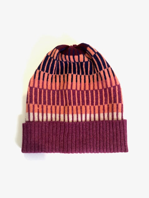Knitted Pink Lambswool Beanie Hat