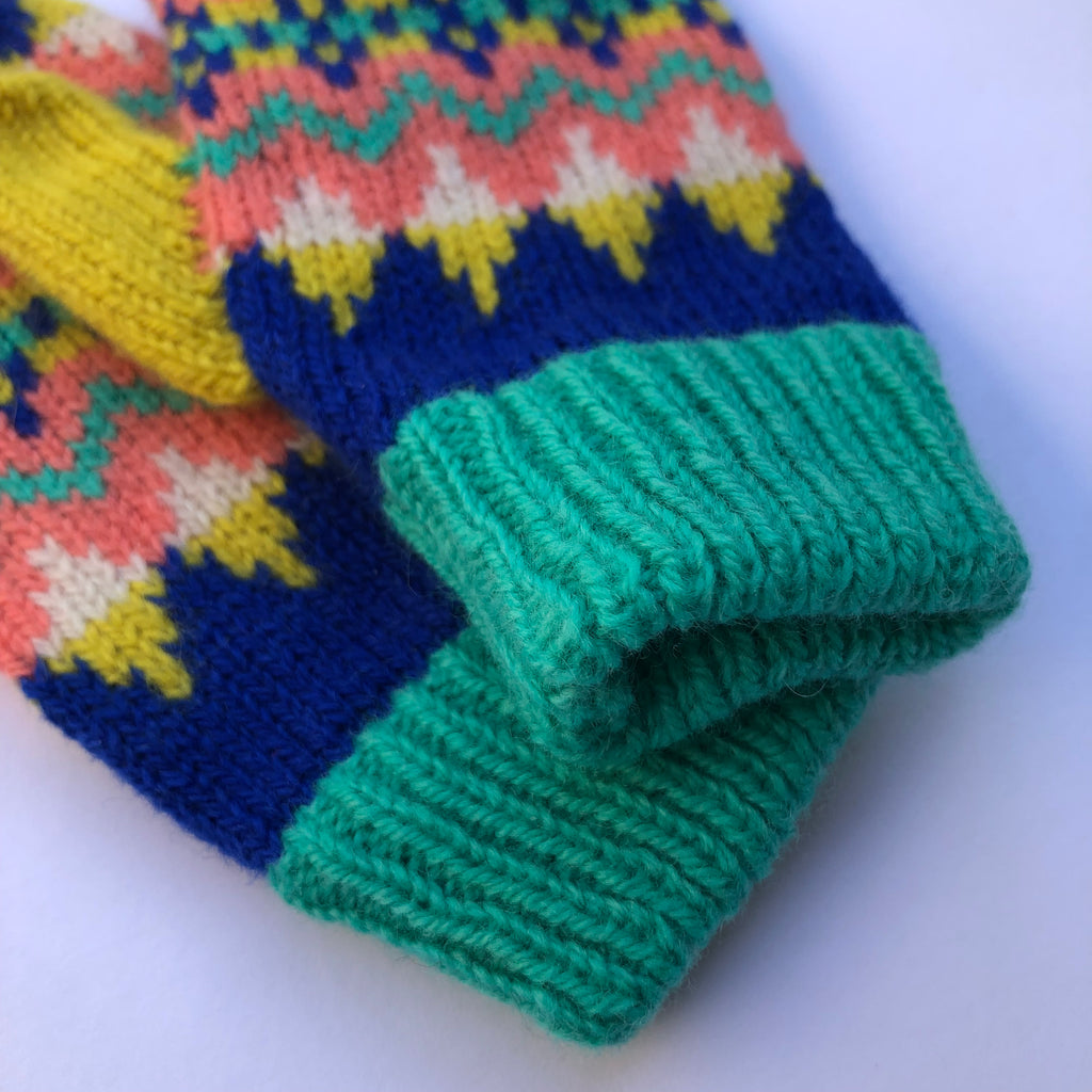 Children's Fairisle Mittens knitted in Colourful Soft Lambswool