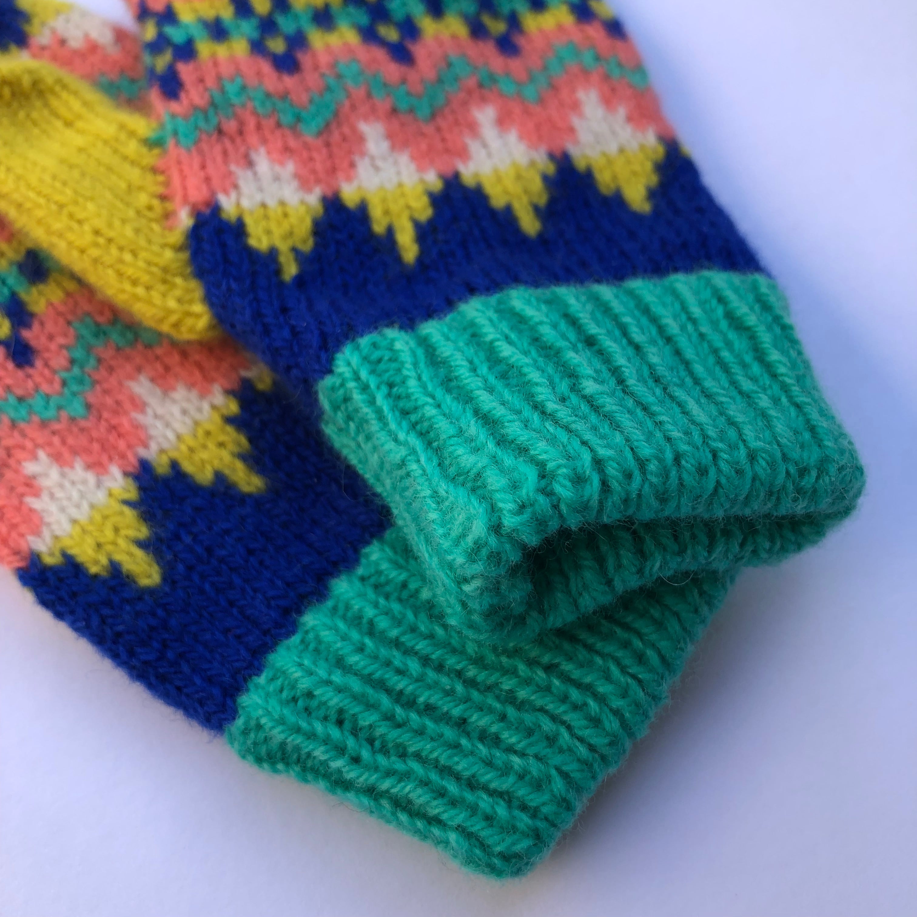 Children's Fairisle Mittens knitted in Colourful Soft Lambswool