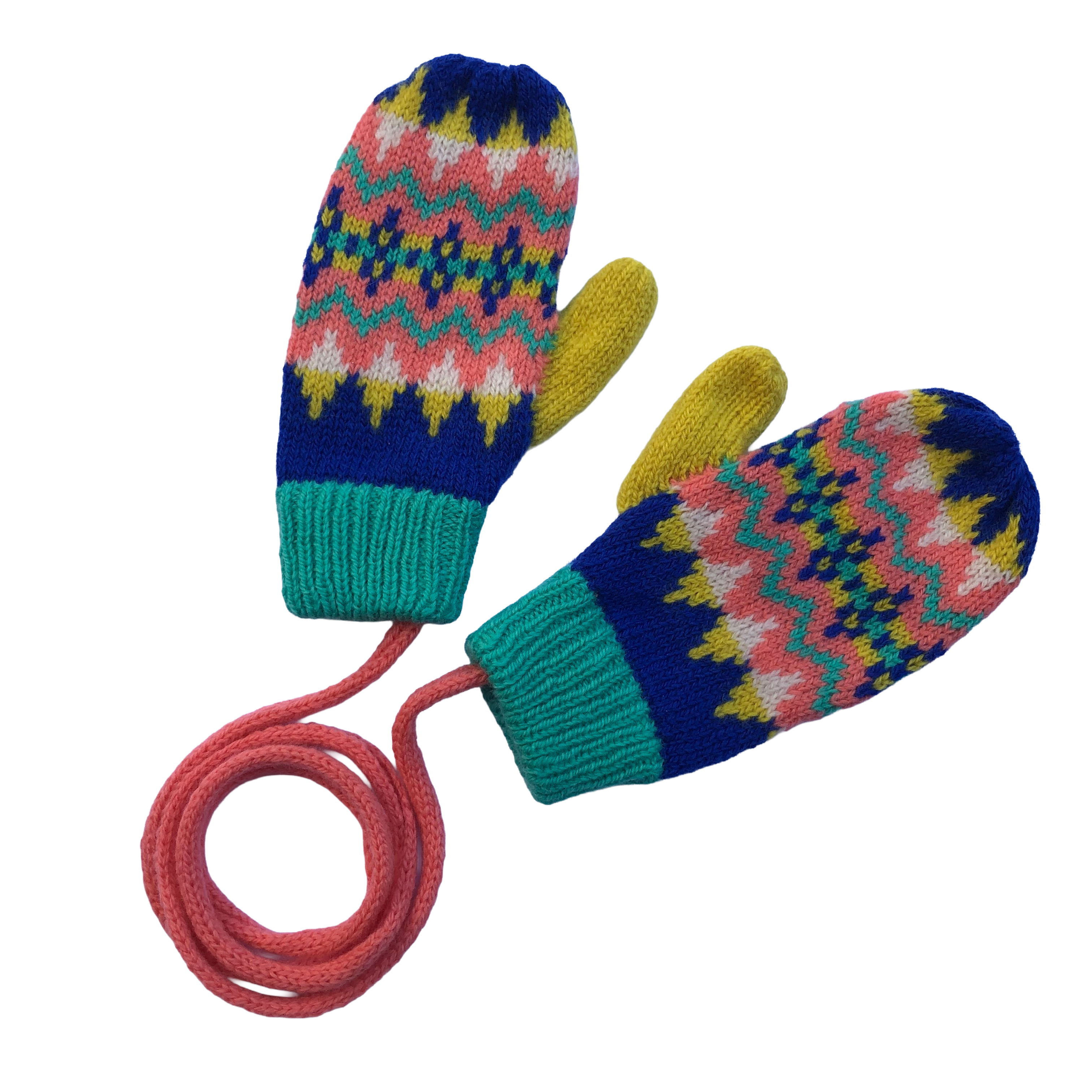 Children's Fairisle Mittens knitted in Colourful Soft Lambswool