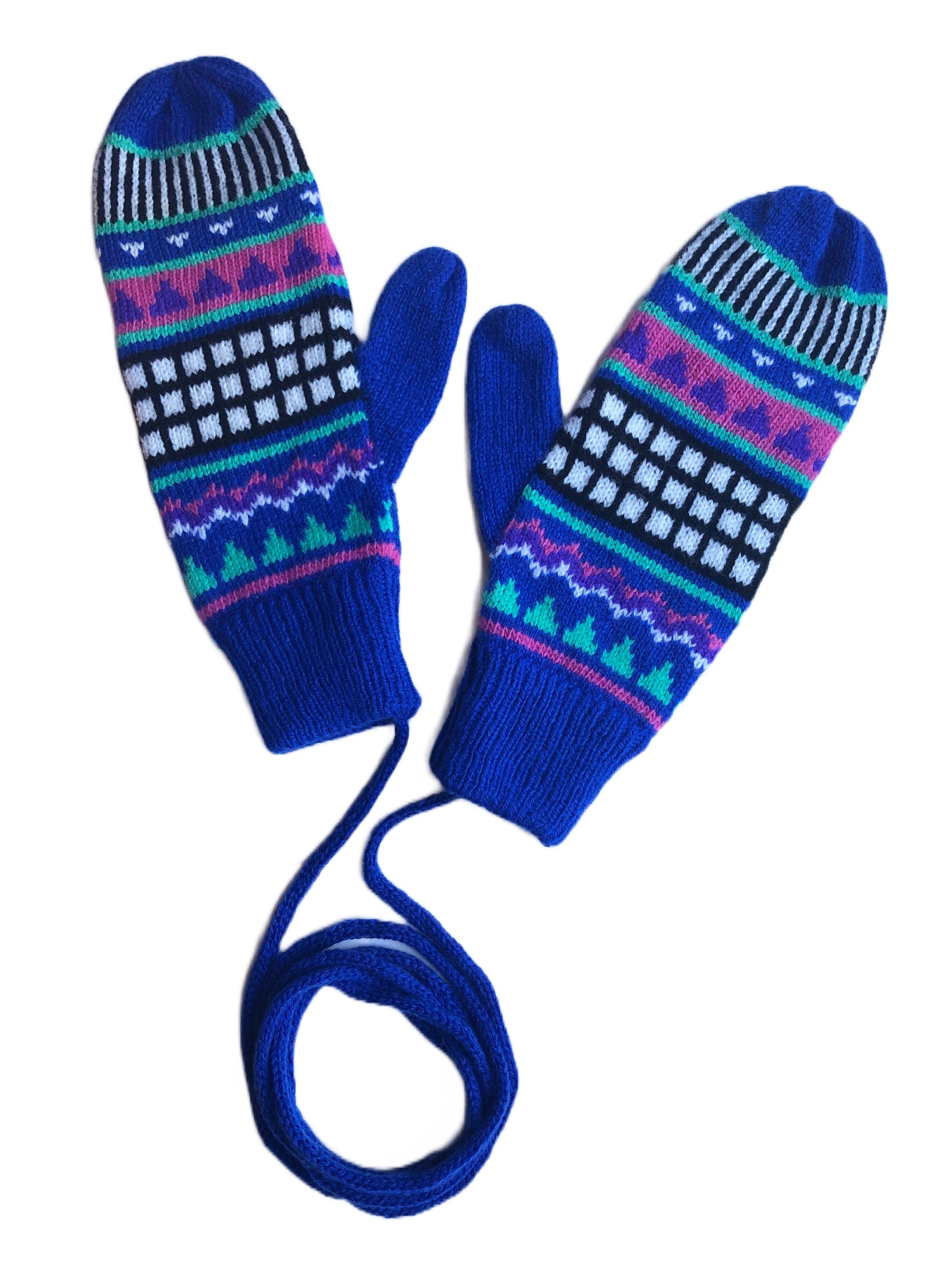 Retro Geometric Lambswool Mittens