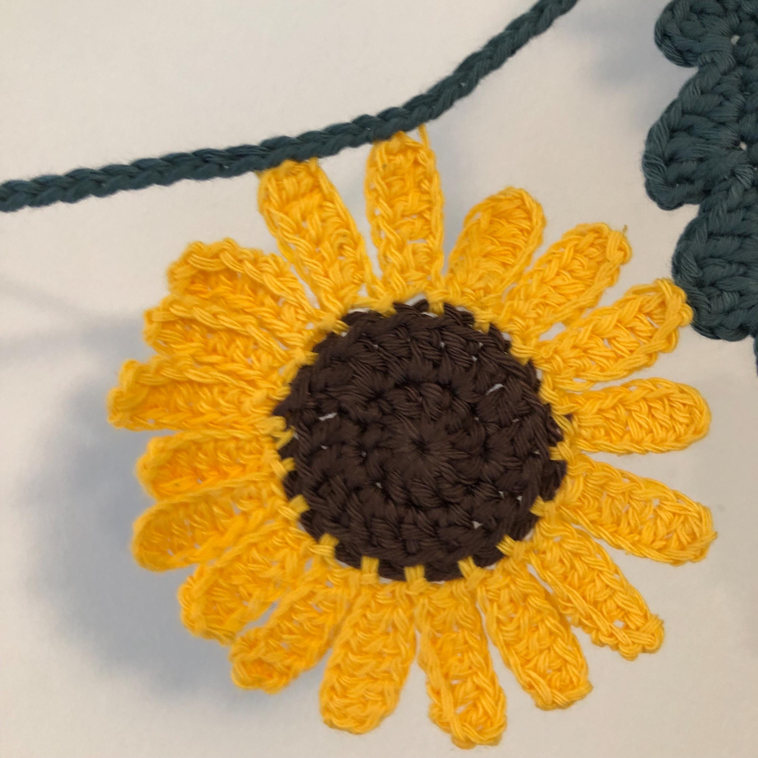 Autumn/Fall Garland of Flowers and Leaves handmade in Crochet