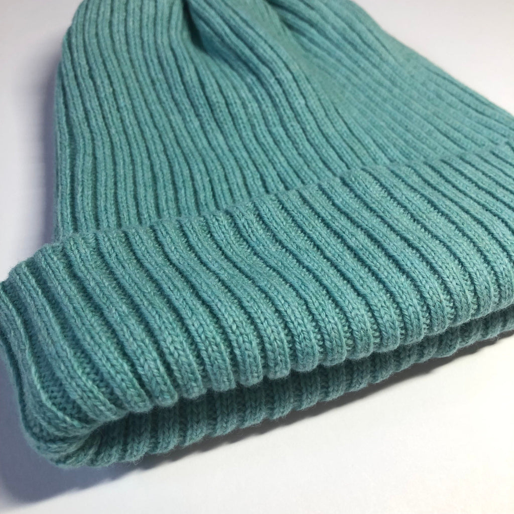 Sea Green Knitted Hat Lambswool Beanie for Men or Women