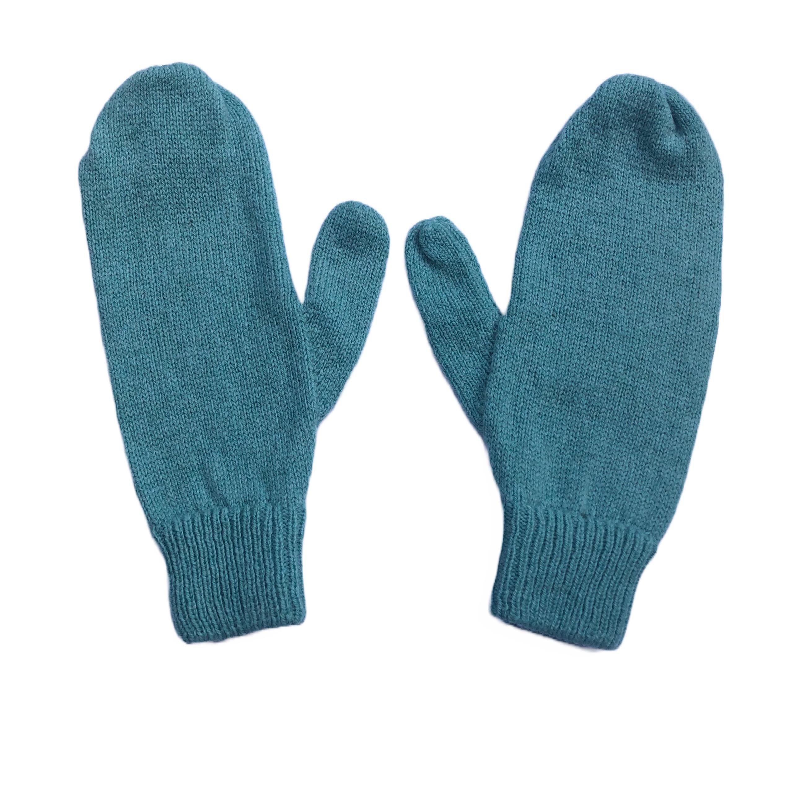 Sea Green Mittens on a String (Or loose) / Women’s Lambswool Knitted Gloves
