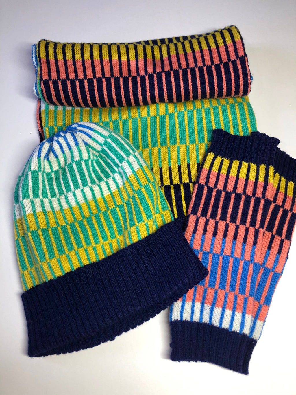 Knitted Beanie Hat / Fairisle Lambswool Bobble Hat - Adult Size