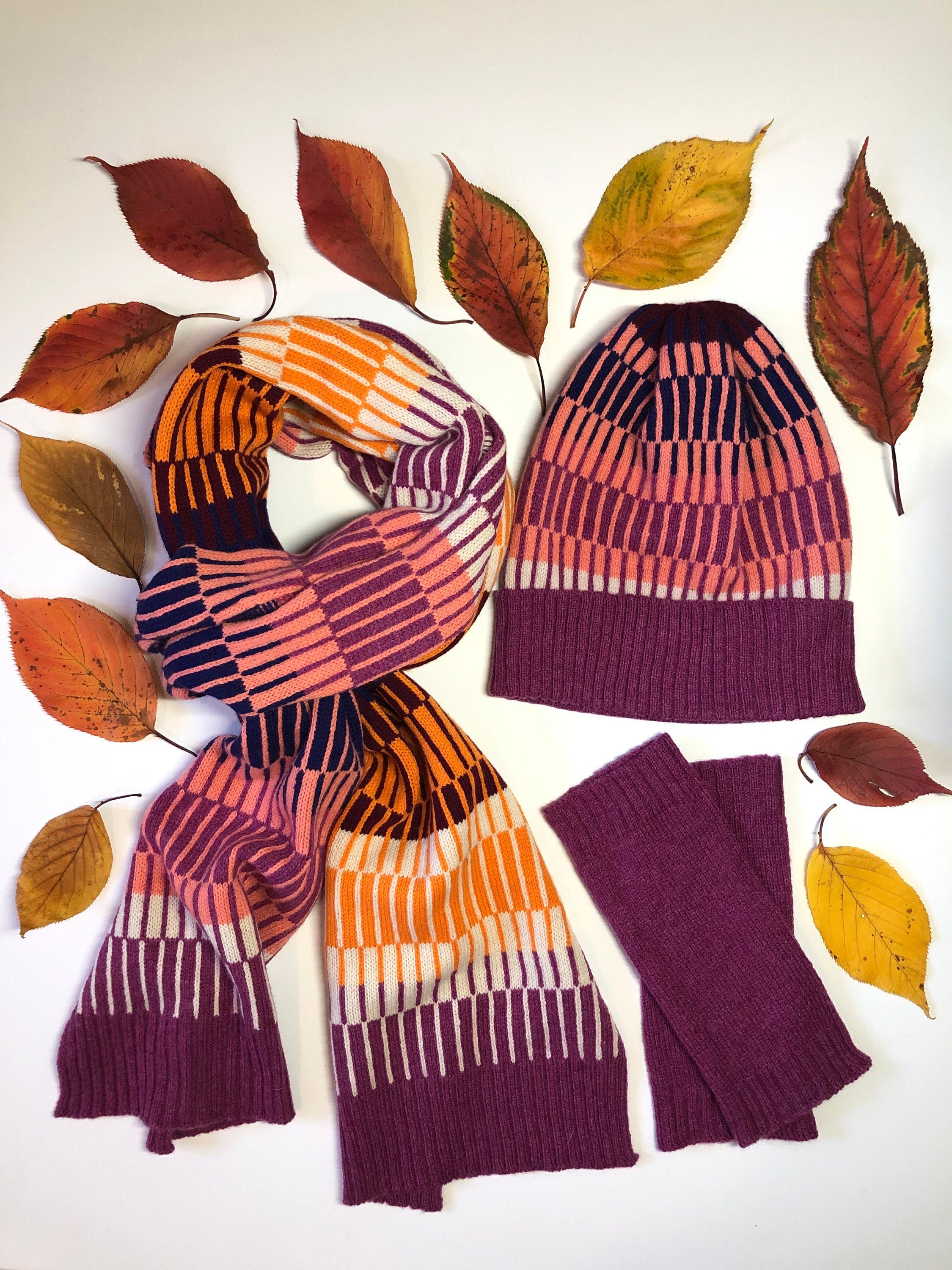 Pink Stripy Lambswool Scarf, adult size