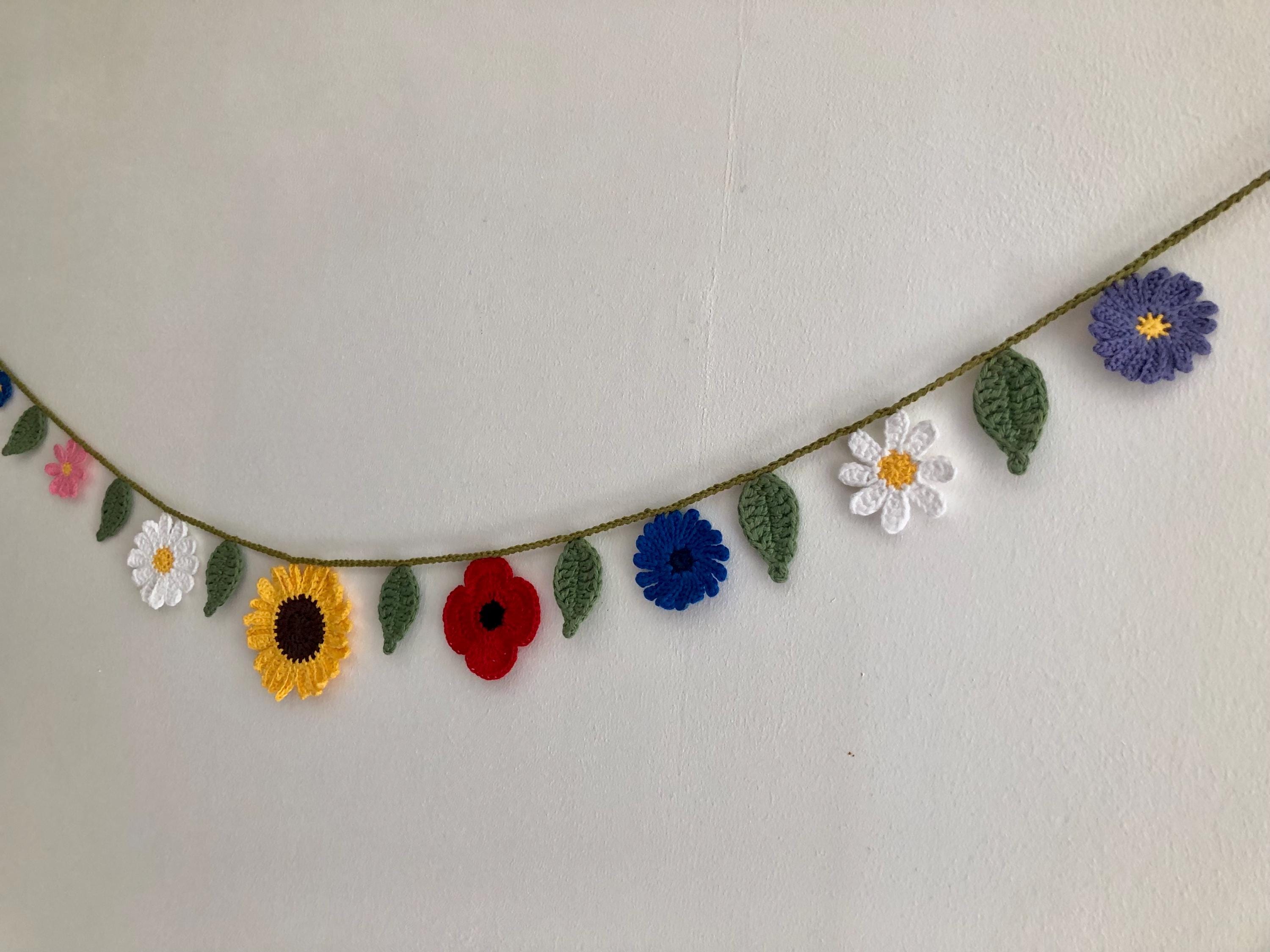 Summer Flowers Garland - Handmade Crochet  Wall Decor