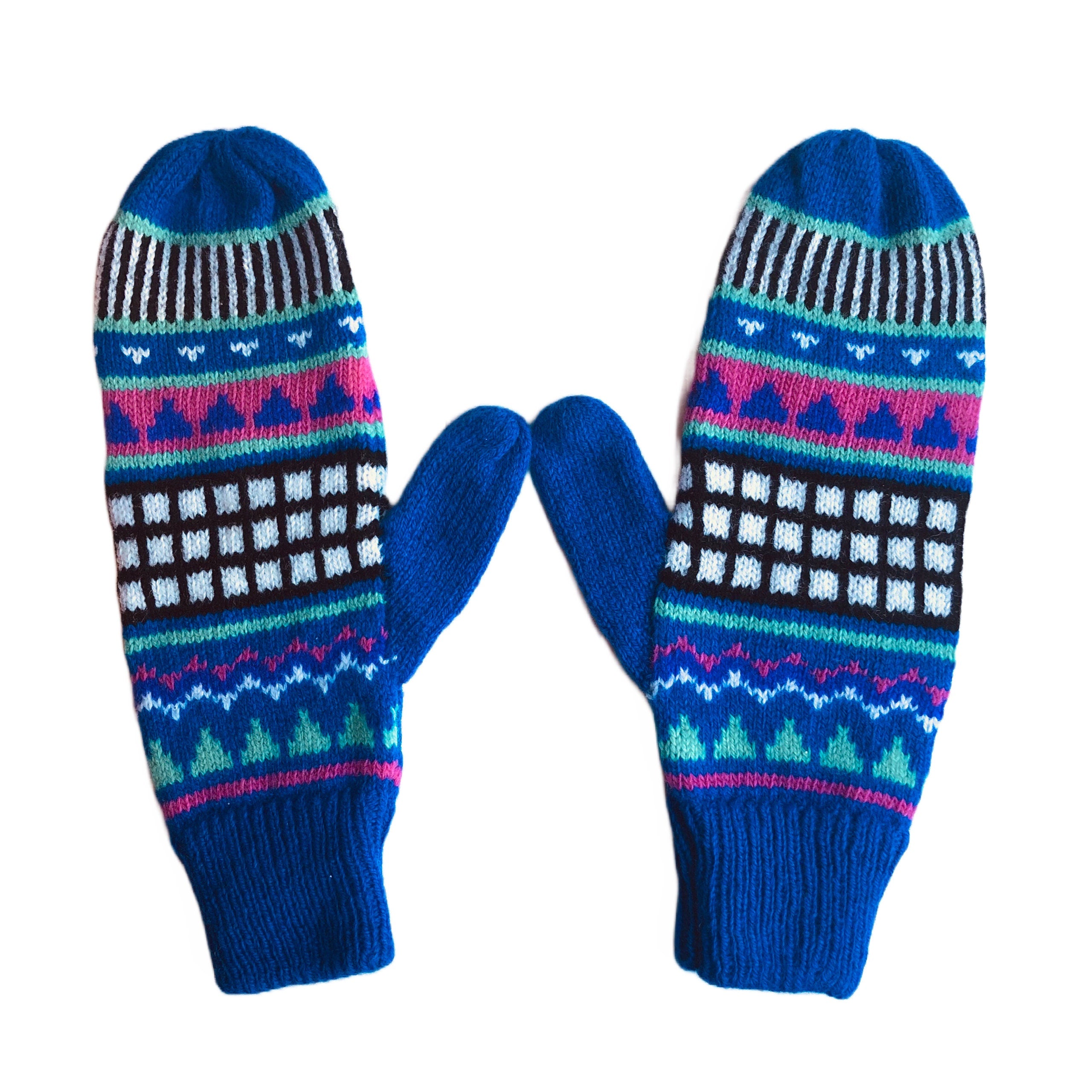 Retro Geometric Lambswool Mittens