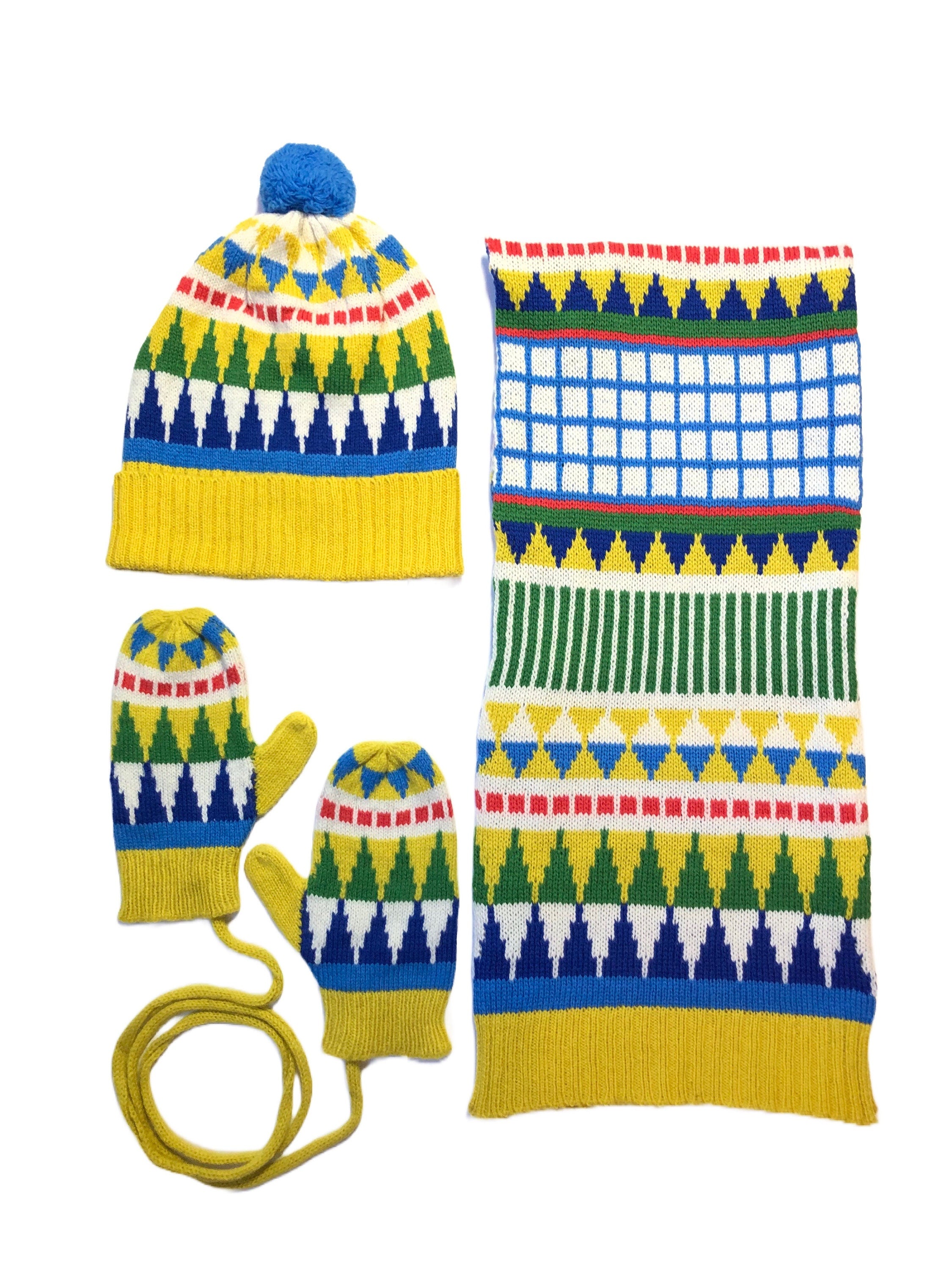 Fair Isle Knitted Lambswool Kids Mittens on a String