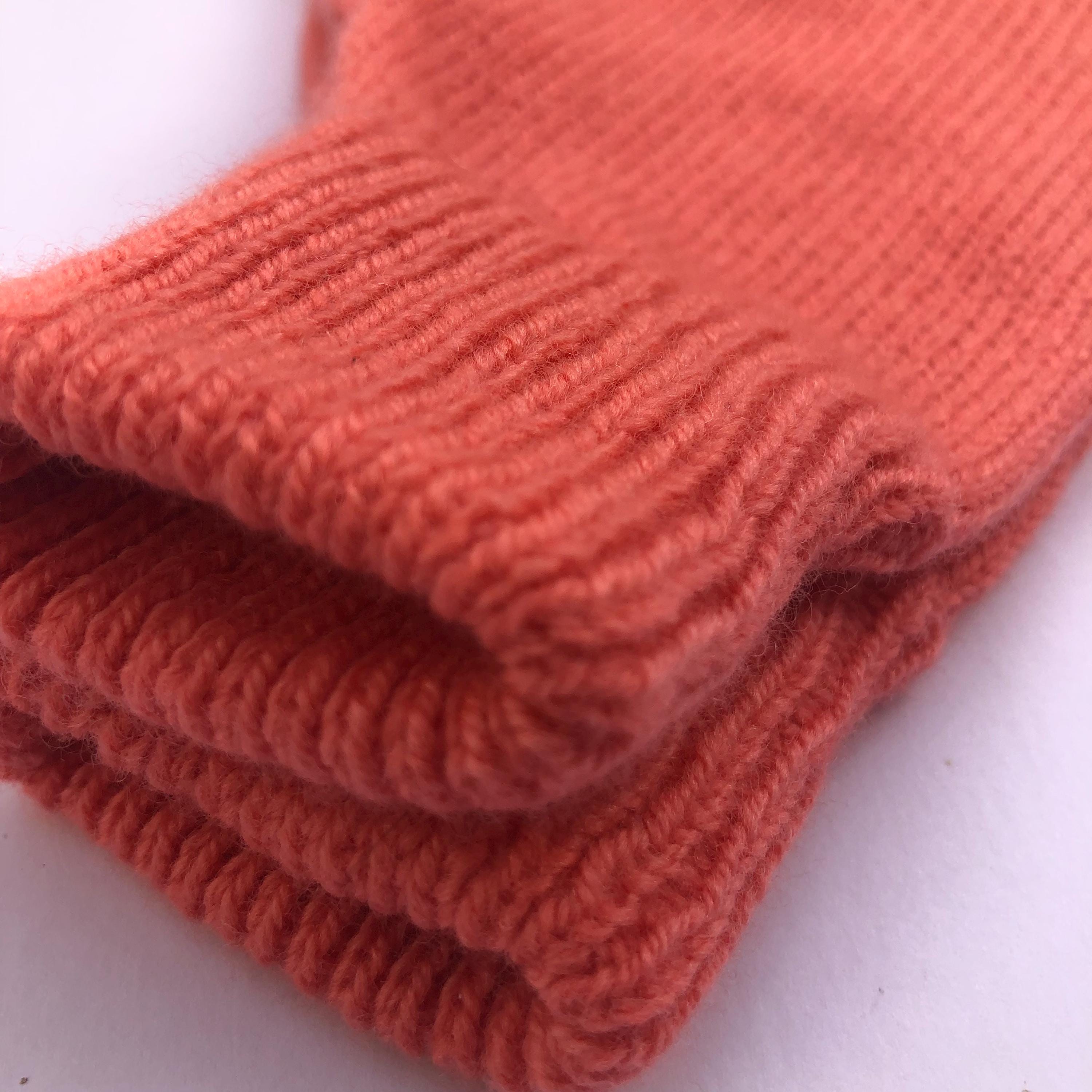 Womens Coral Pink Mittens attached with a string (also available without string)