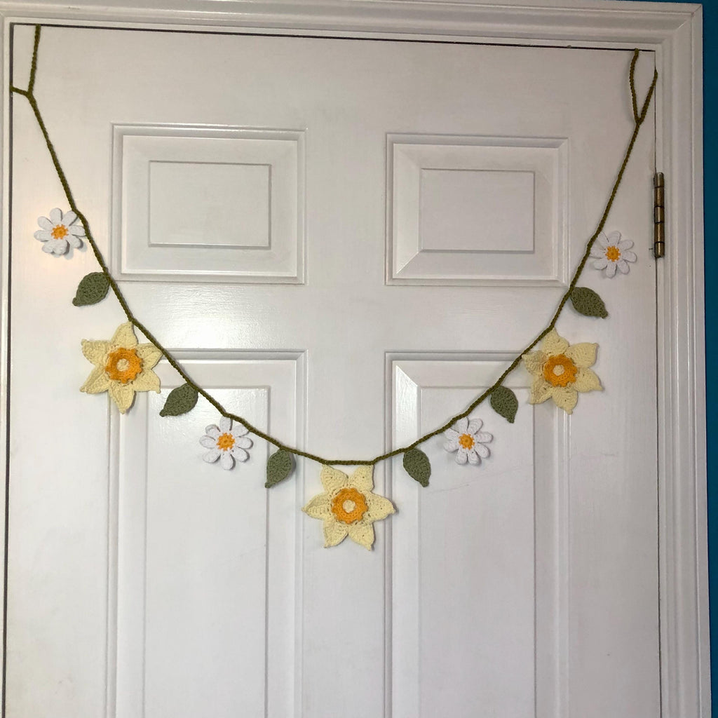 Easter Flowers Garland - Crochet Cotton Spring Wall Decoration