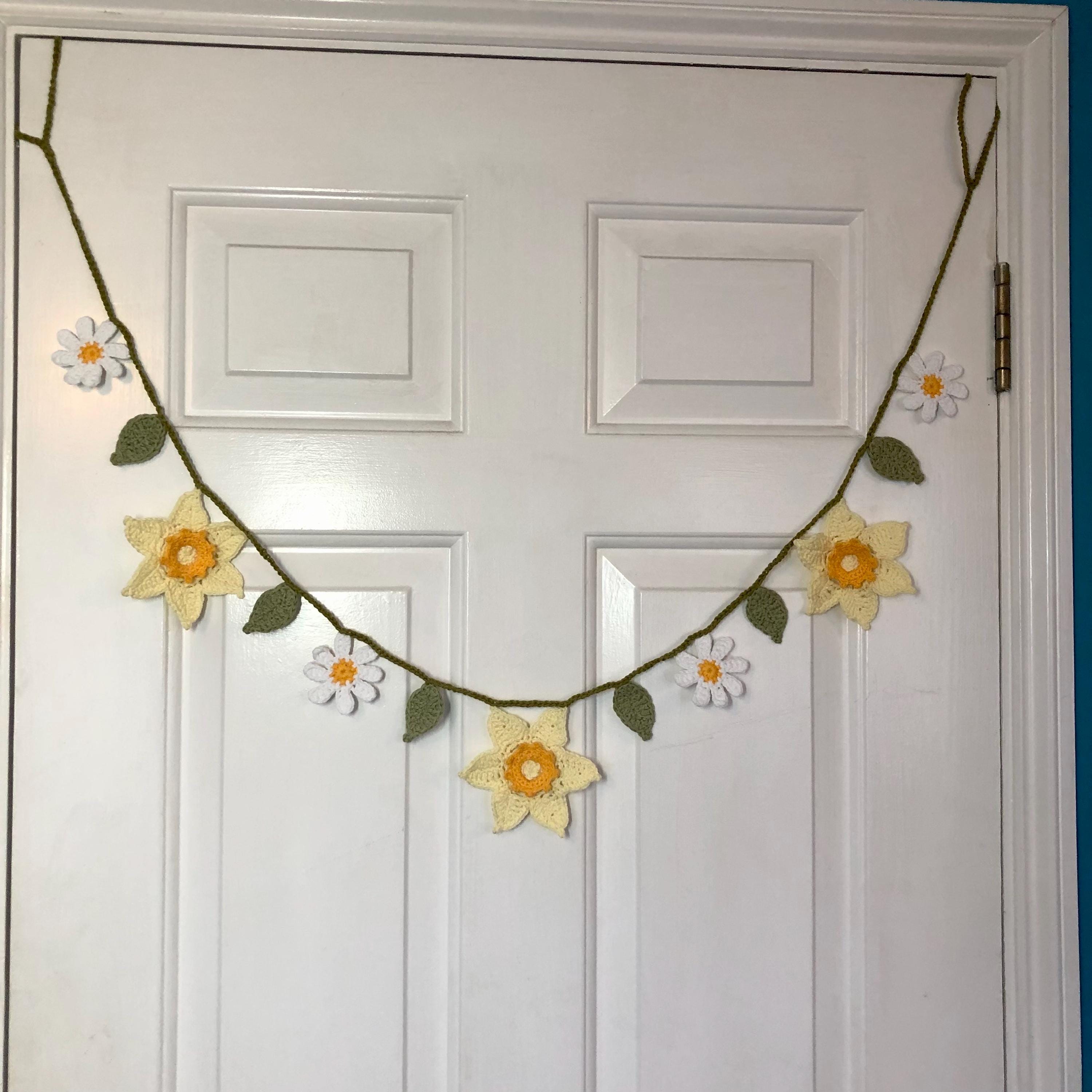 Easter Flowers Garland - Crochet Cotton Spring Wall Decoration
