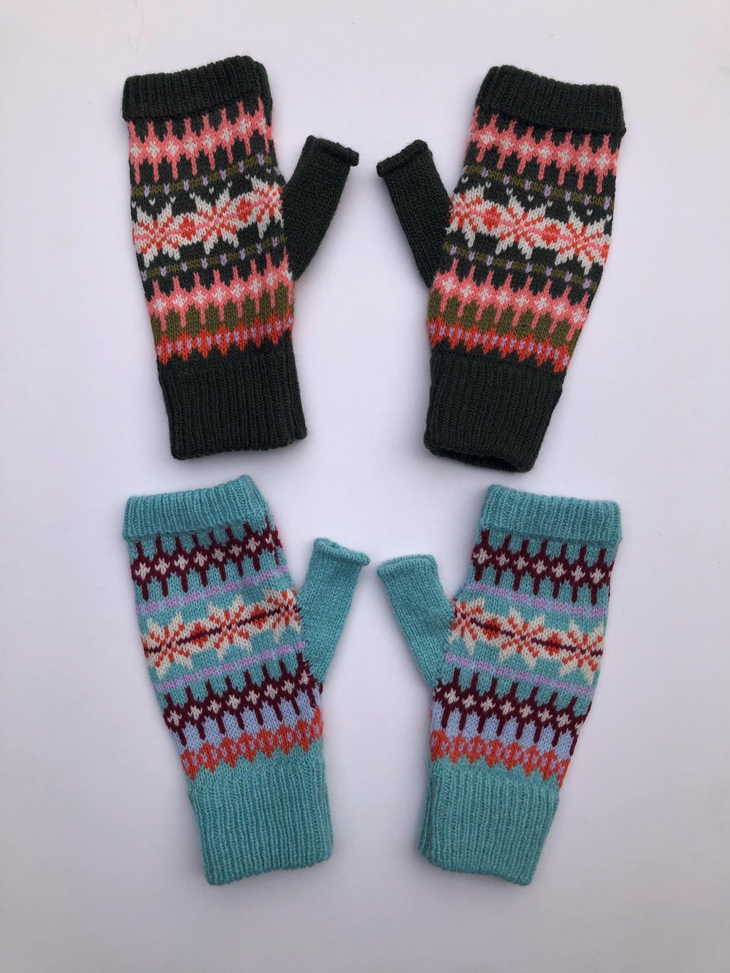 Nordic Fingerless Gloves for Women - Knitted in Soft Lambswool.