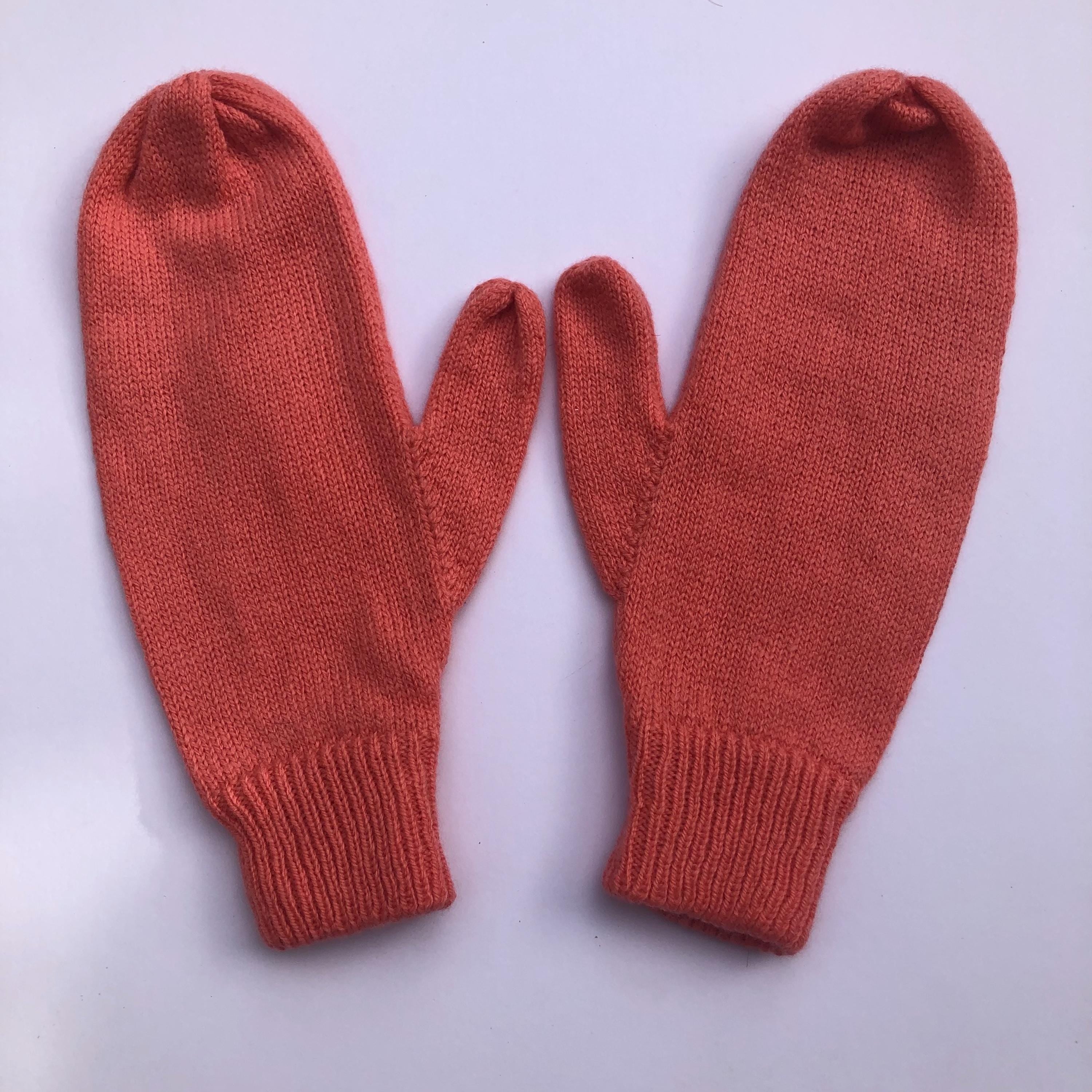 Womens Coral Pink Mittens attached with a string (also available without string)