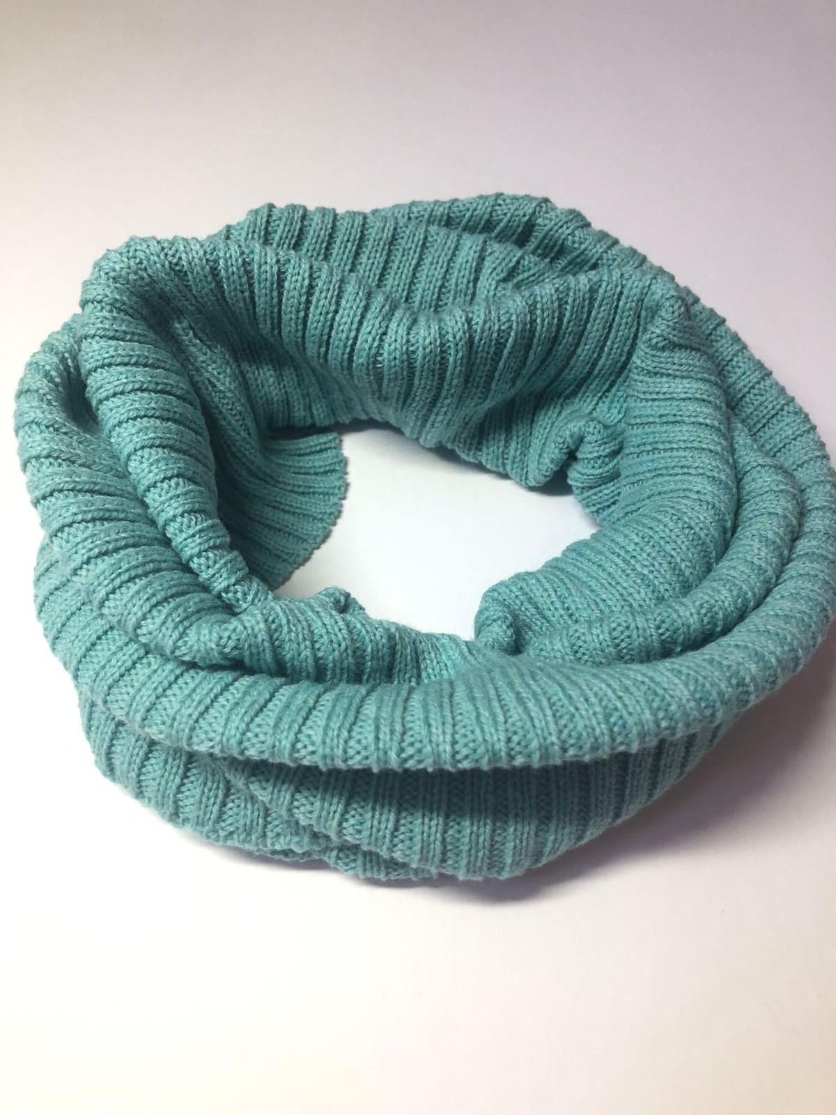 Sea Green Knitted Snood Soft Lambswool Neck Warmer
